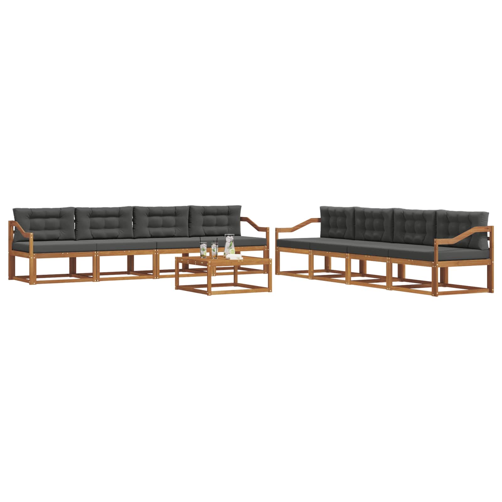Ensemble de canapés d'extérieur 9 pcs Naturel et Anthracite - XIOS
