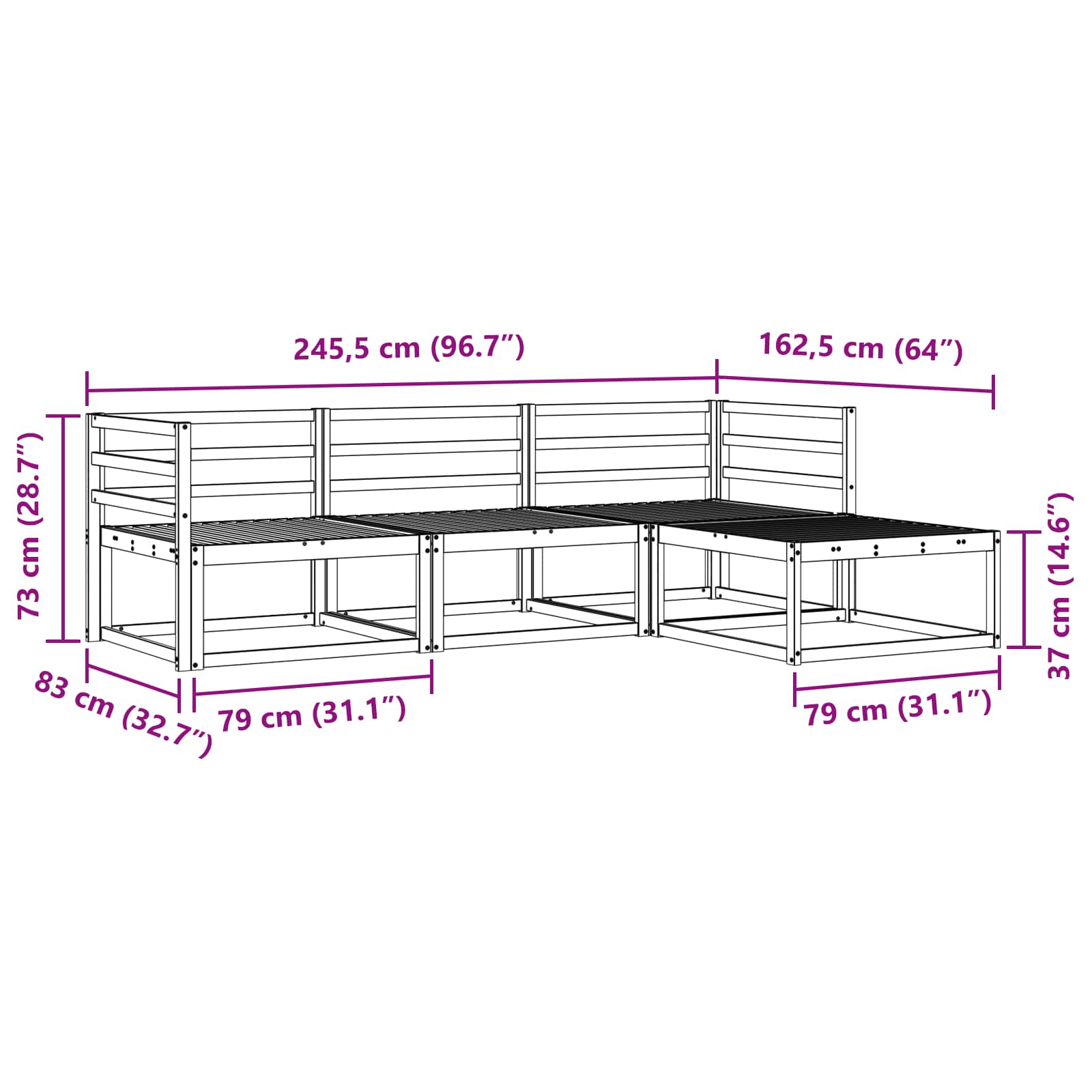 Ensemble de canapés d'extérieur 4 pcs Naturel - XIOS
