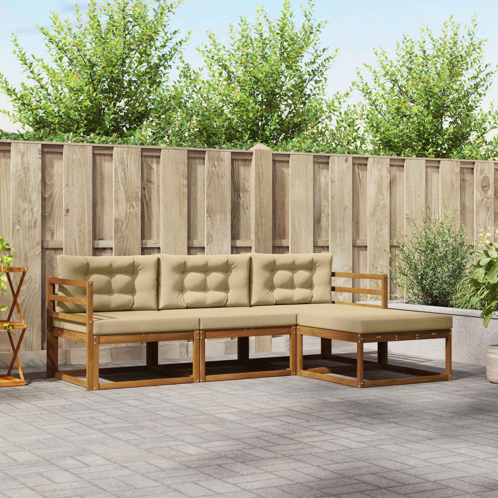 Ensemble de canapés d'extérieur 4 pcs Naturel et Beige - XIOS