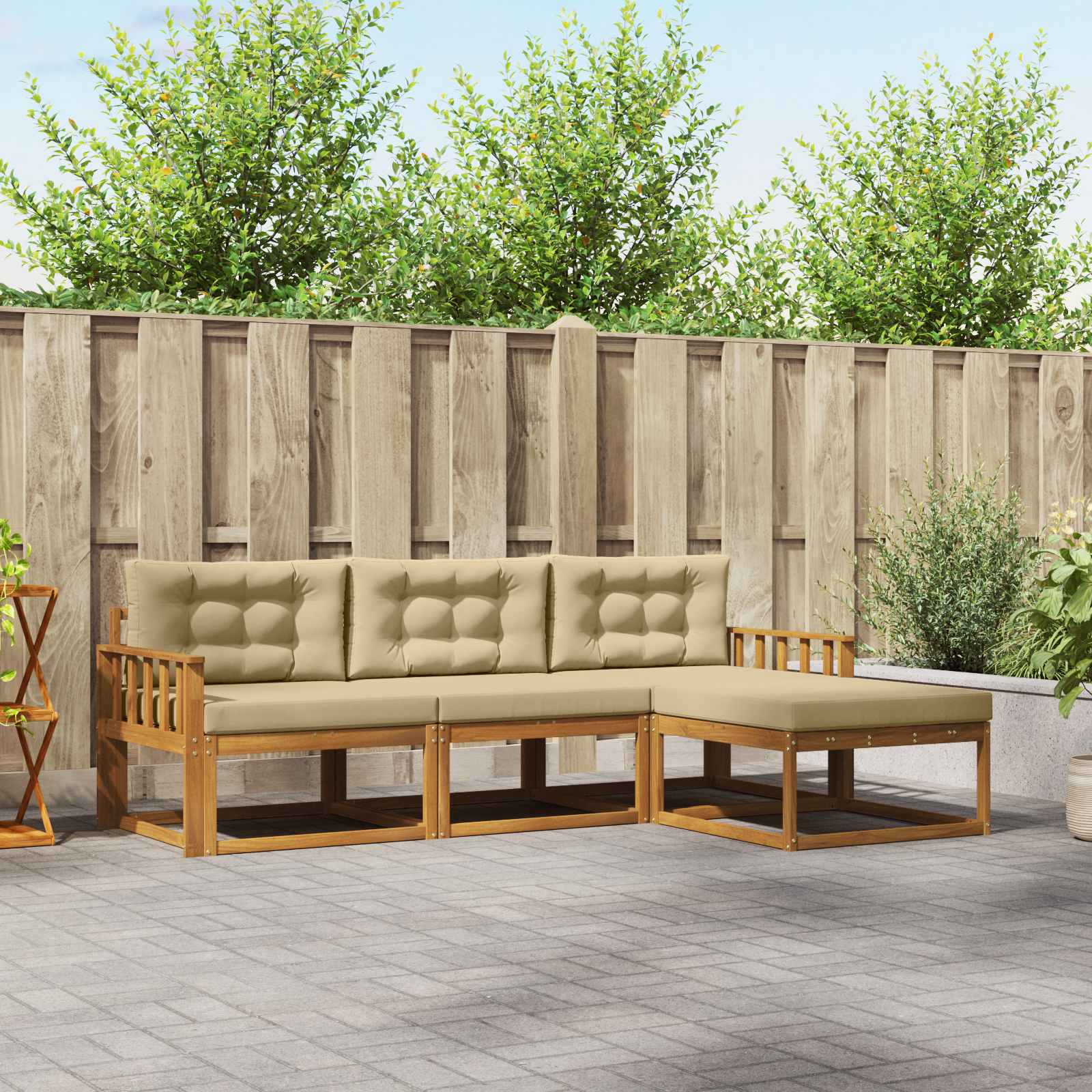 Ensemble de canapés d'extérieur 4 pcs Naturel et Beige - XIOS