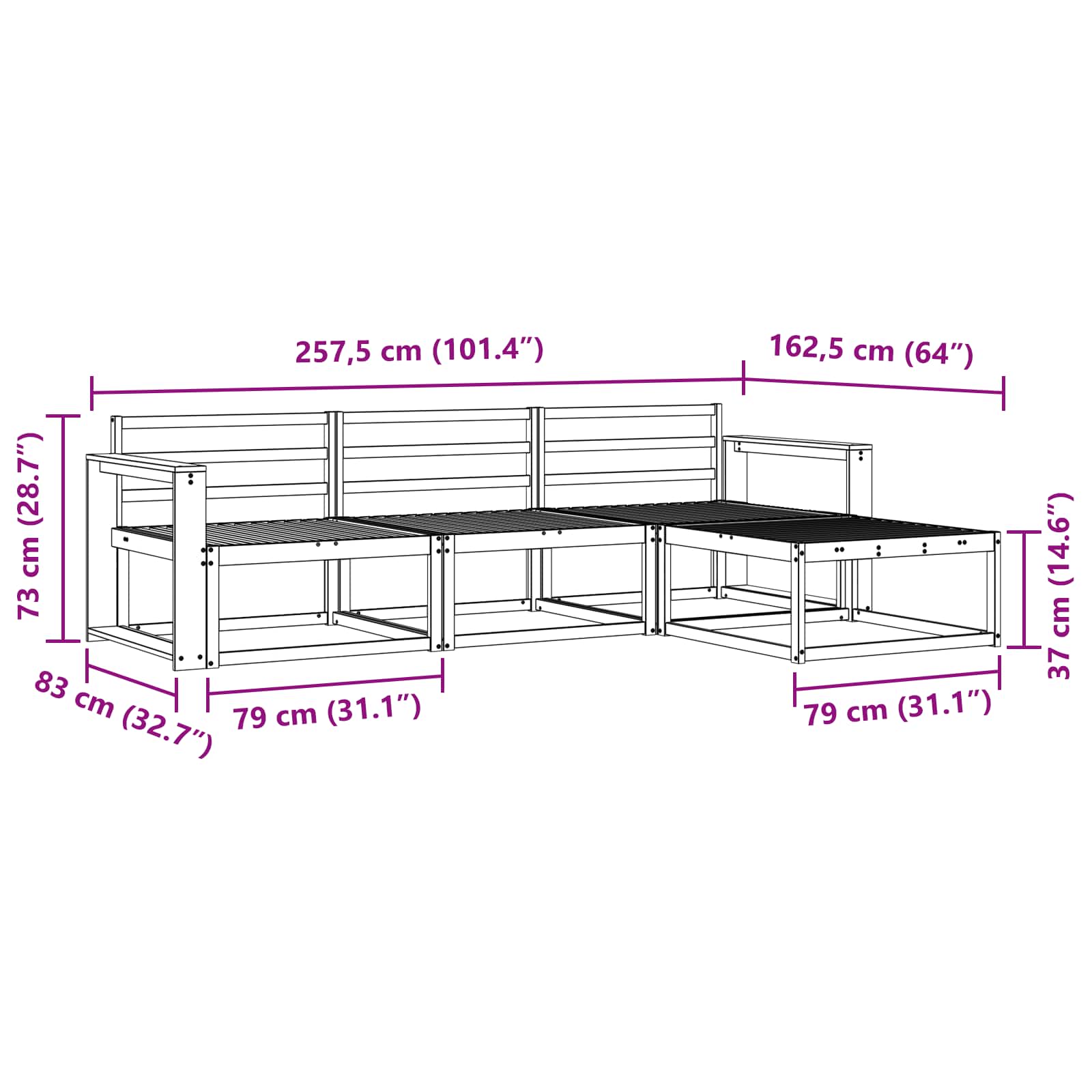 Ensemble de canapés d'extérieur 4 pcs Naturel - XIOS