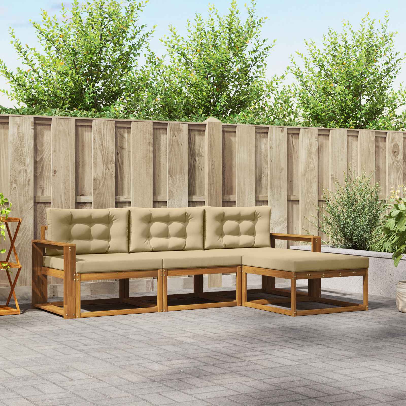 Ensemble de canapés d'extérieur 4 pcs Naturel et Beige - XIOS