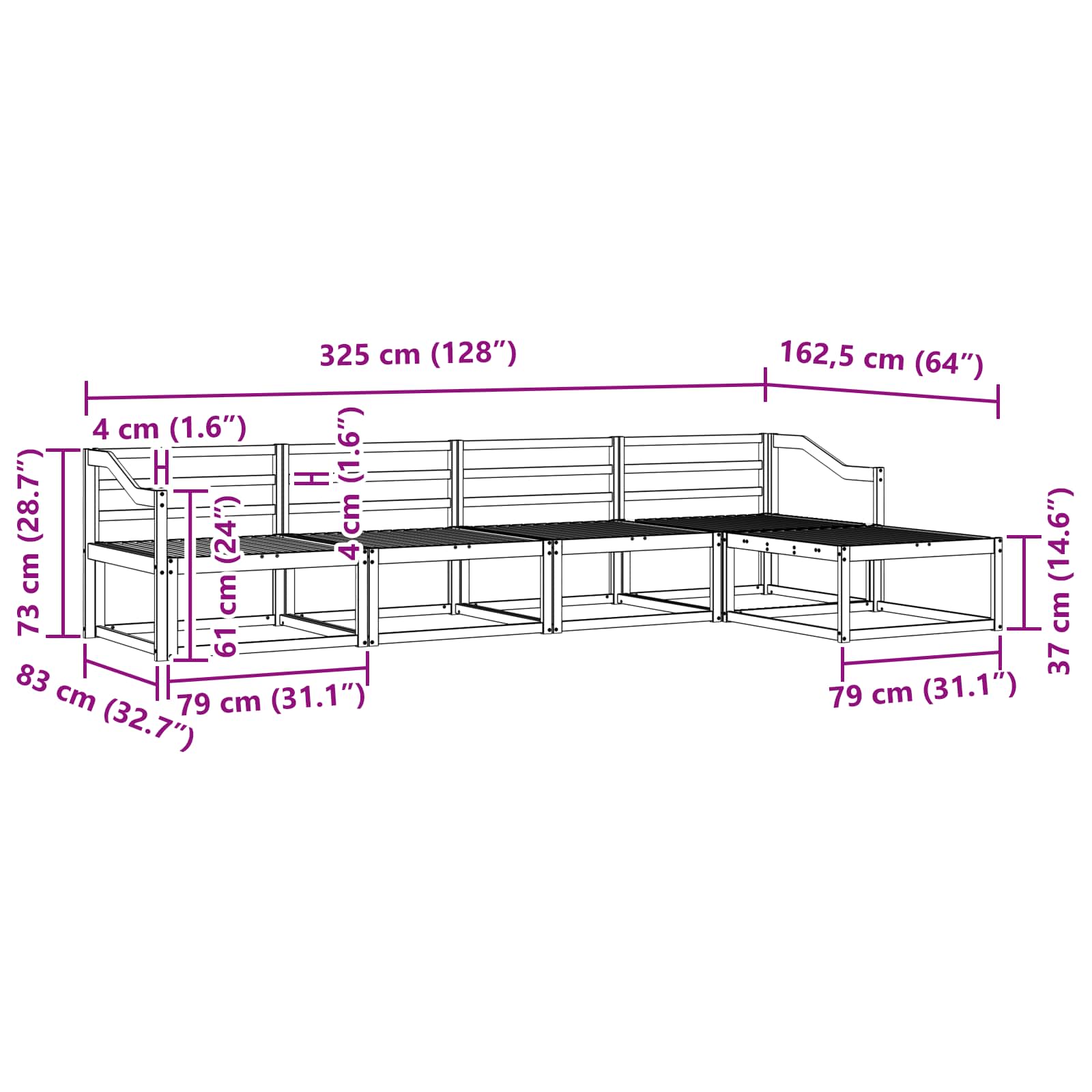 Ensemble de canapés d'extérieur 5 pcs Naturel - XIOS