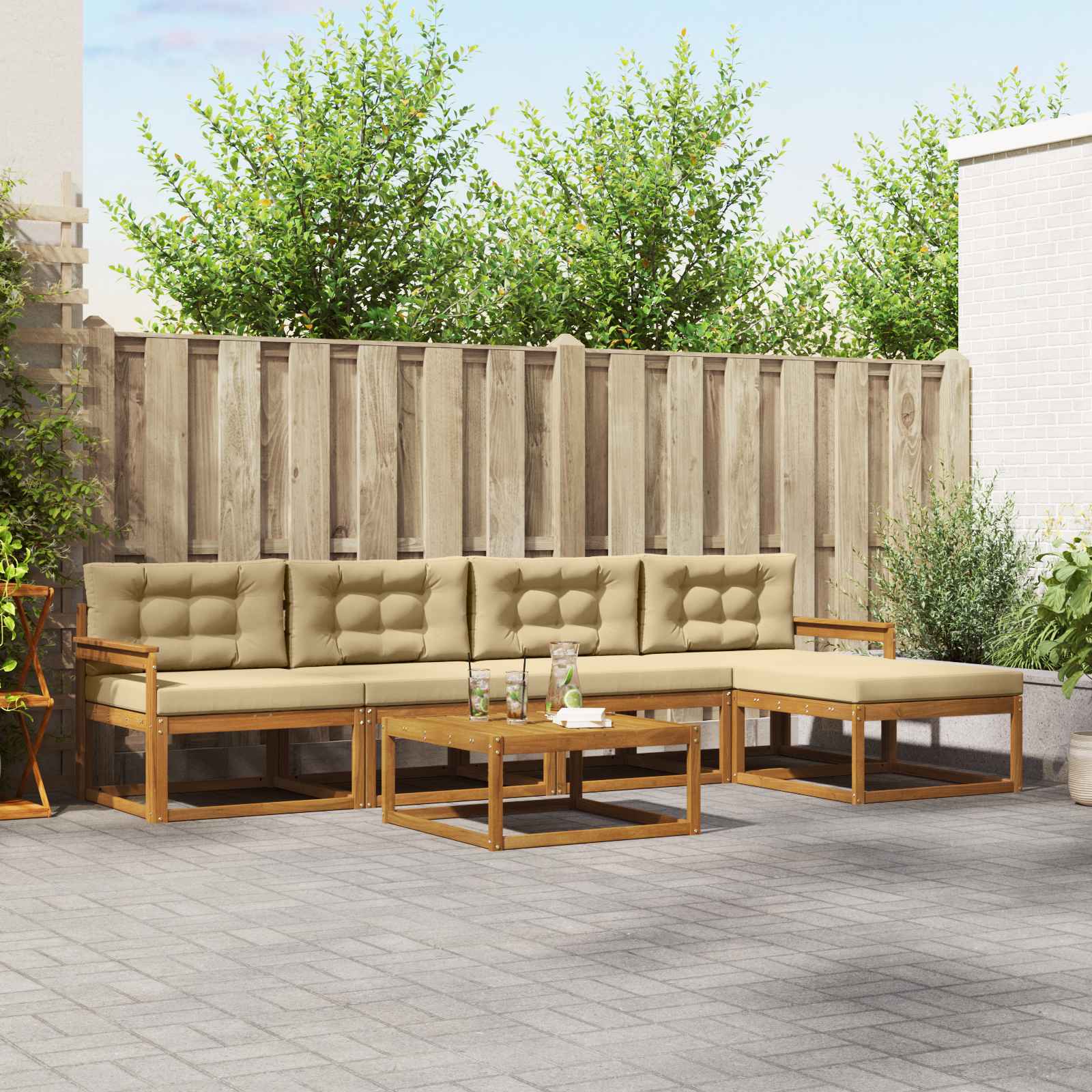 Ensemble de canapés d'extérieur 6 pcs Naturel et Beige - XIOS