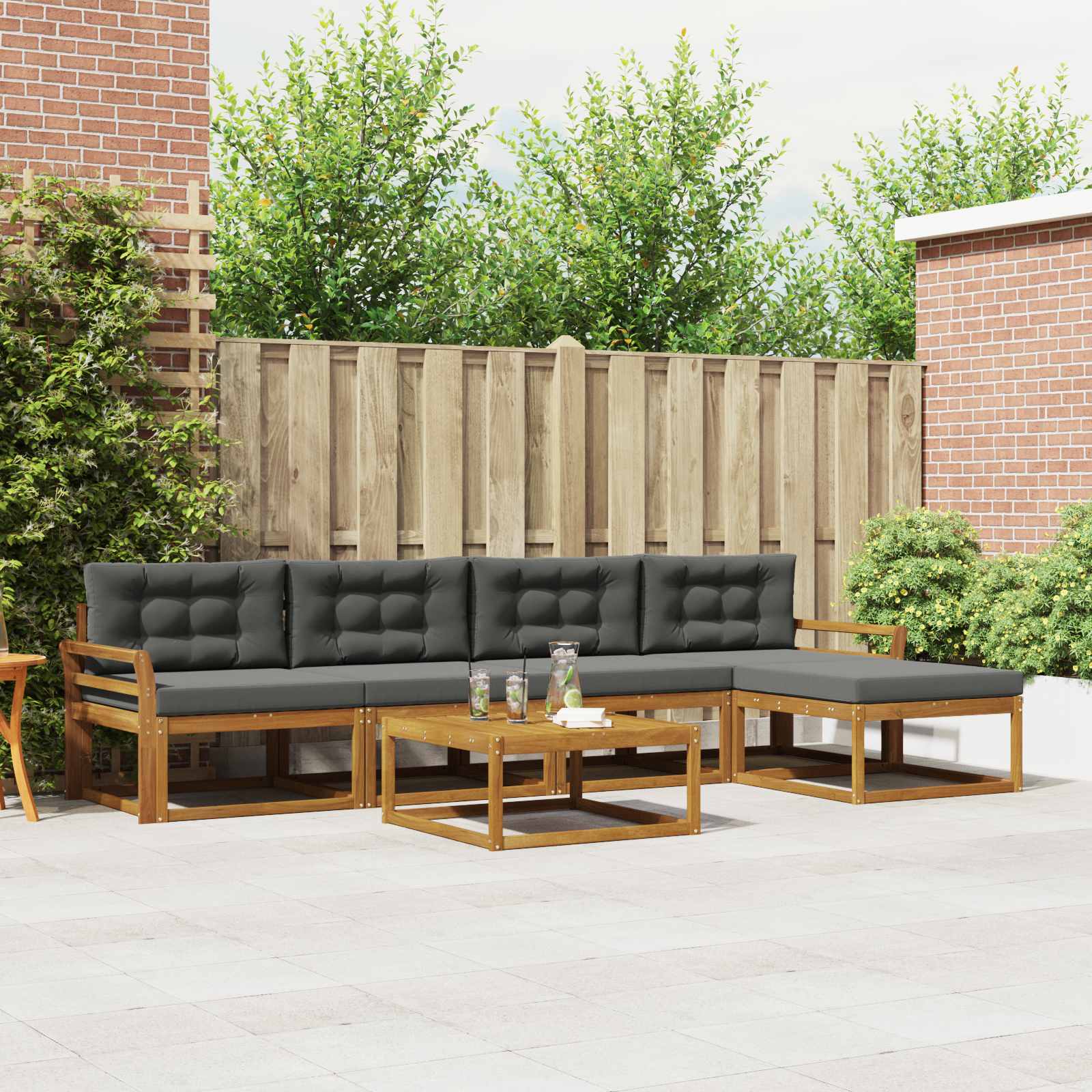 Ensemble de canapés d'extérieur 6 pcs Naturel et Anthracite - XIOS