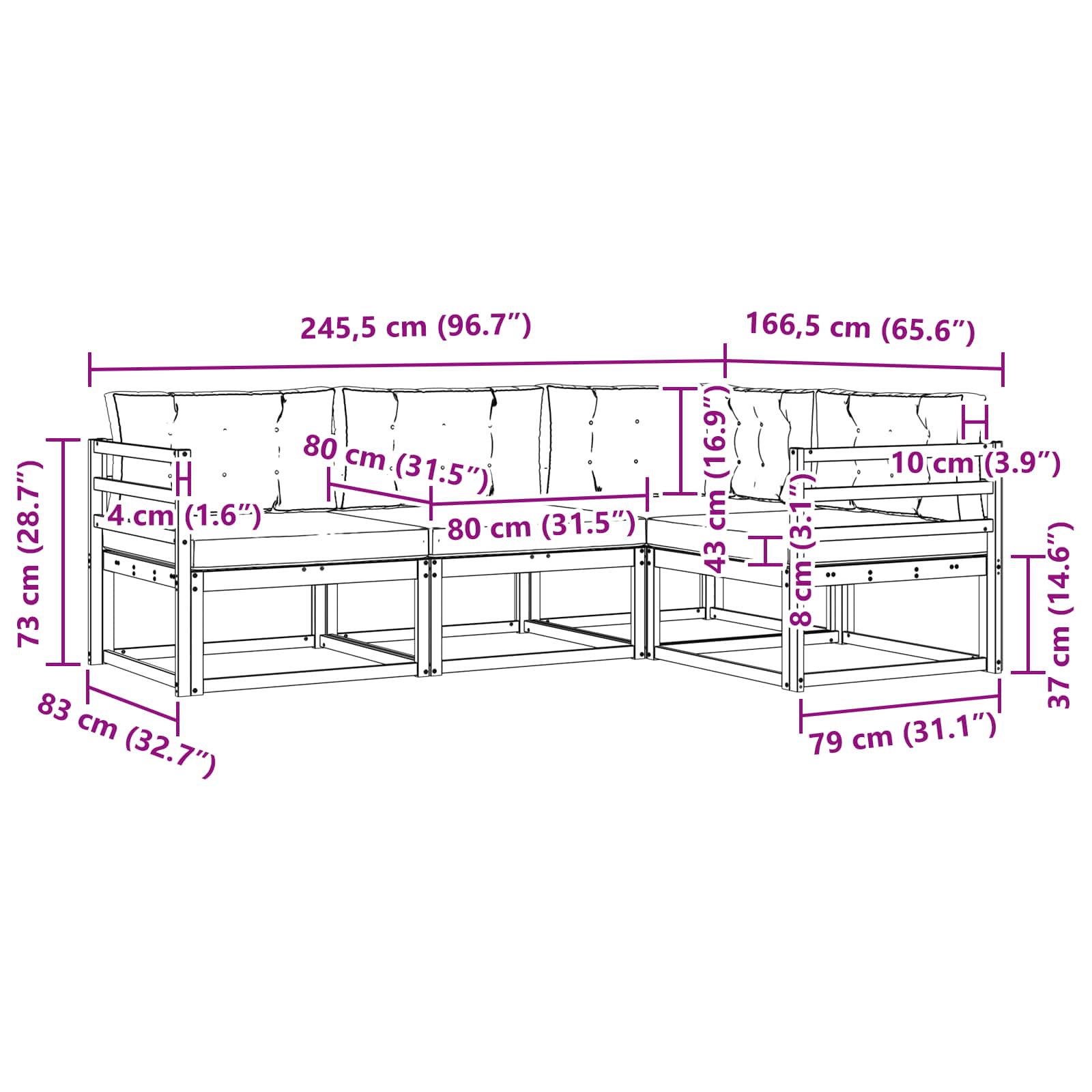 Ensemble de canapés d'extérieur 4 pcs Naturel et Anthracite - XIOS