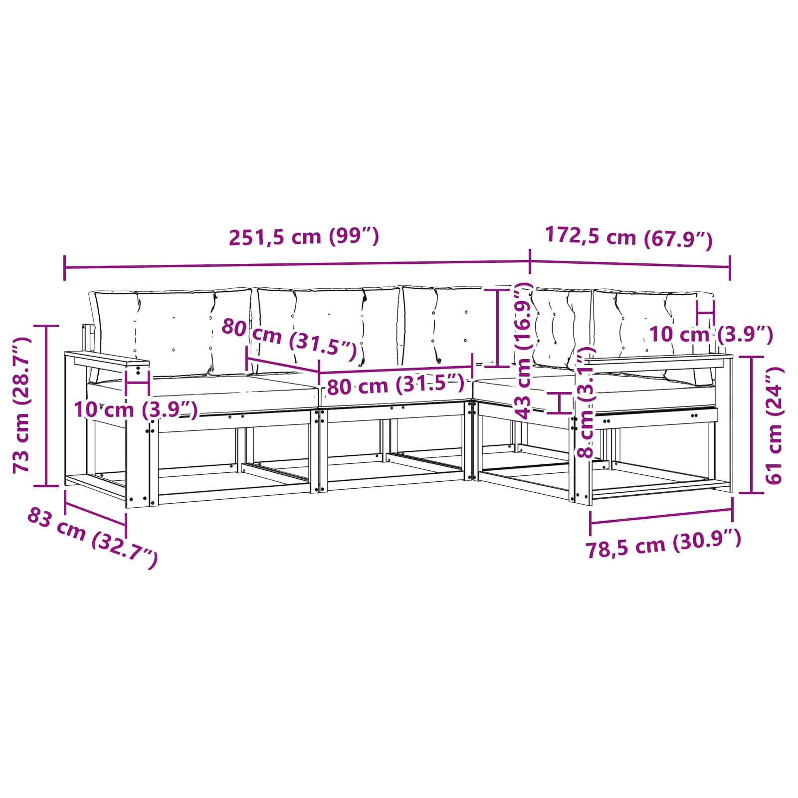 Ensemble de canapés d'extérieur 4 pcs Naturel et Beige - XIOS