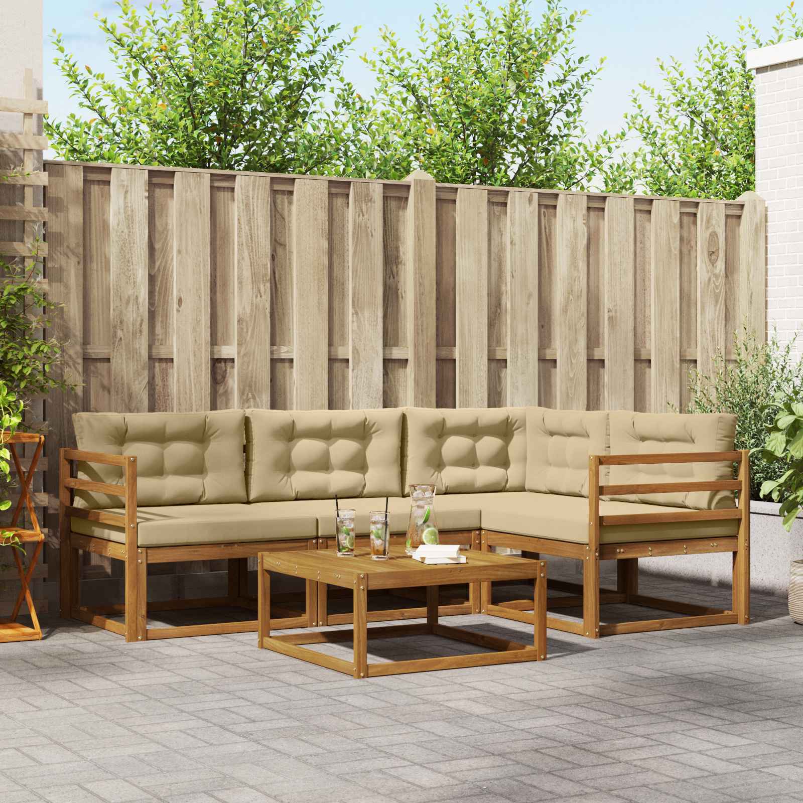 Ensemble de canapés d'extérieur 5 pcs Naturel et Beige - XIOS