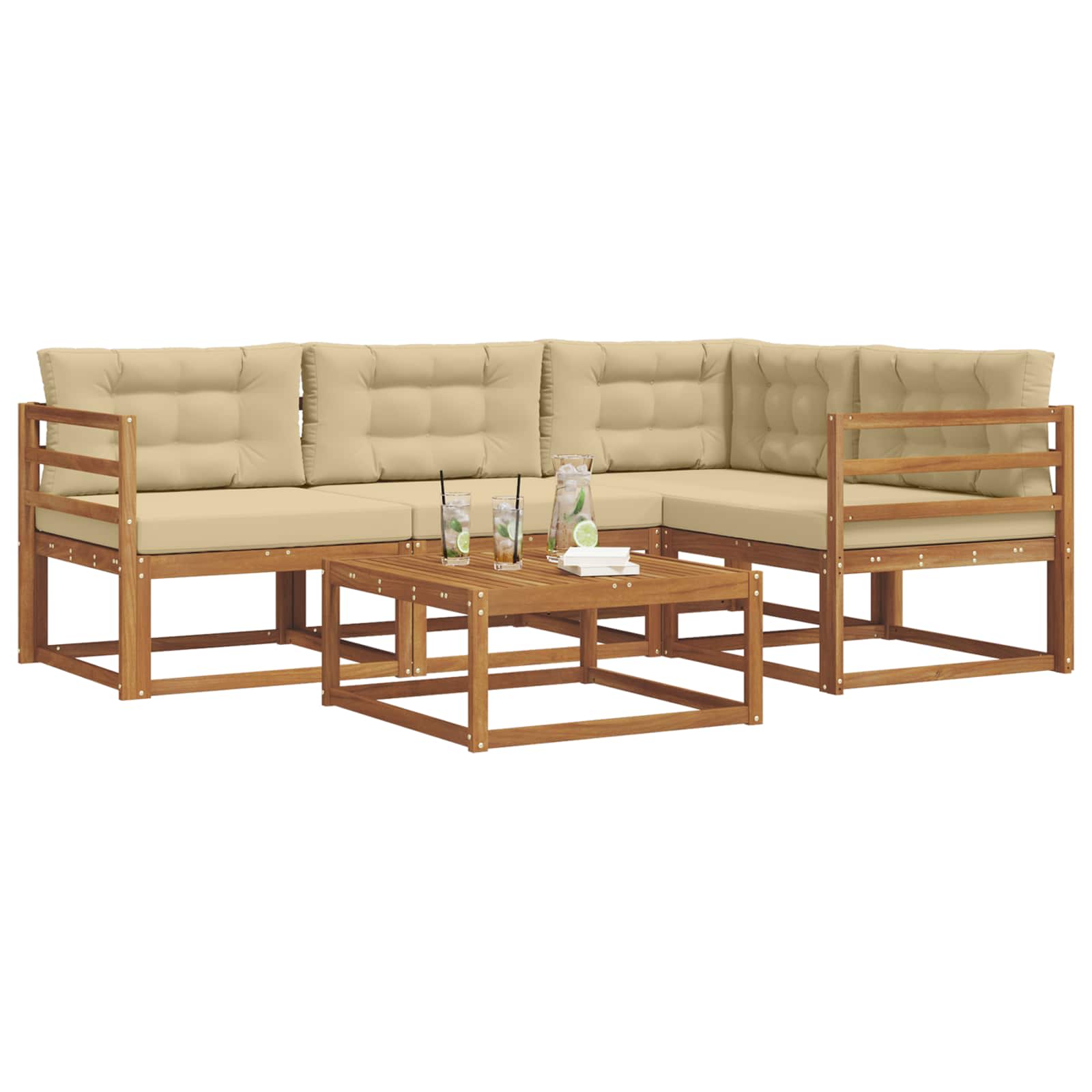 Ensemble de canapés d'extérieur 5 pcs Naturel et Beige - XIOS