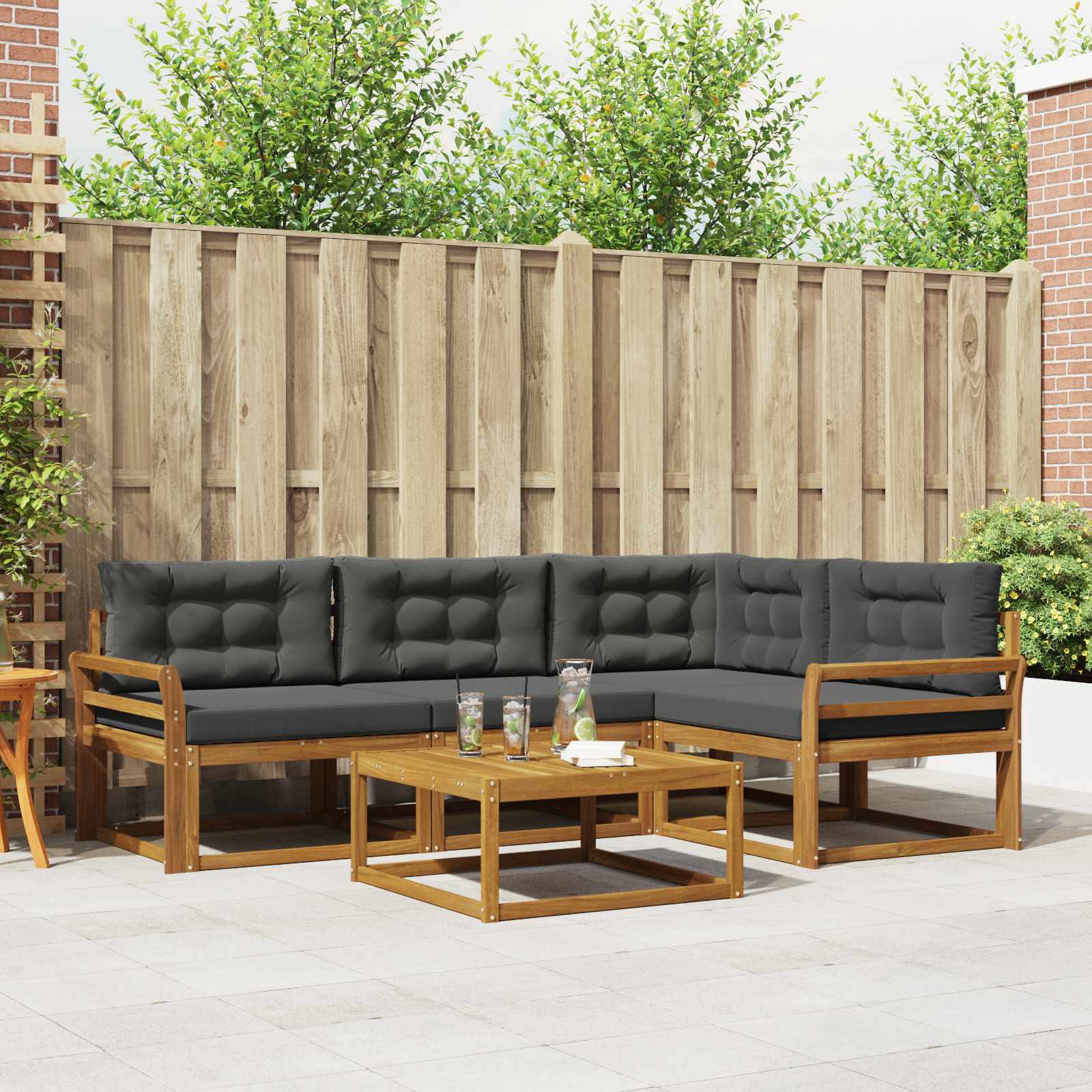 Ensemble de canapés d'extérieur 5 pcs Naturel et Anthracite - XIOS