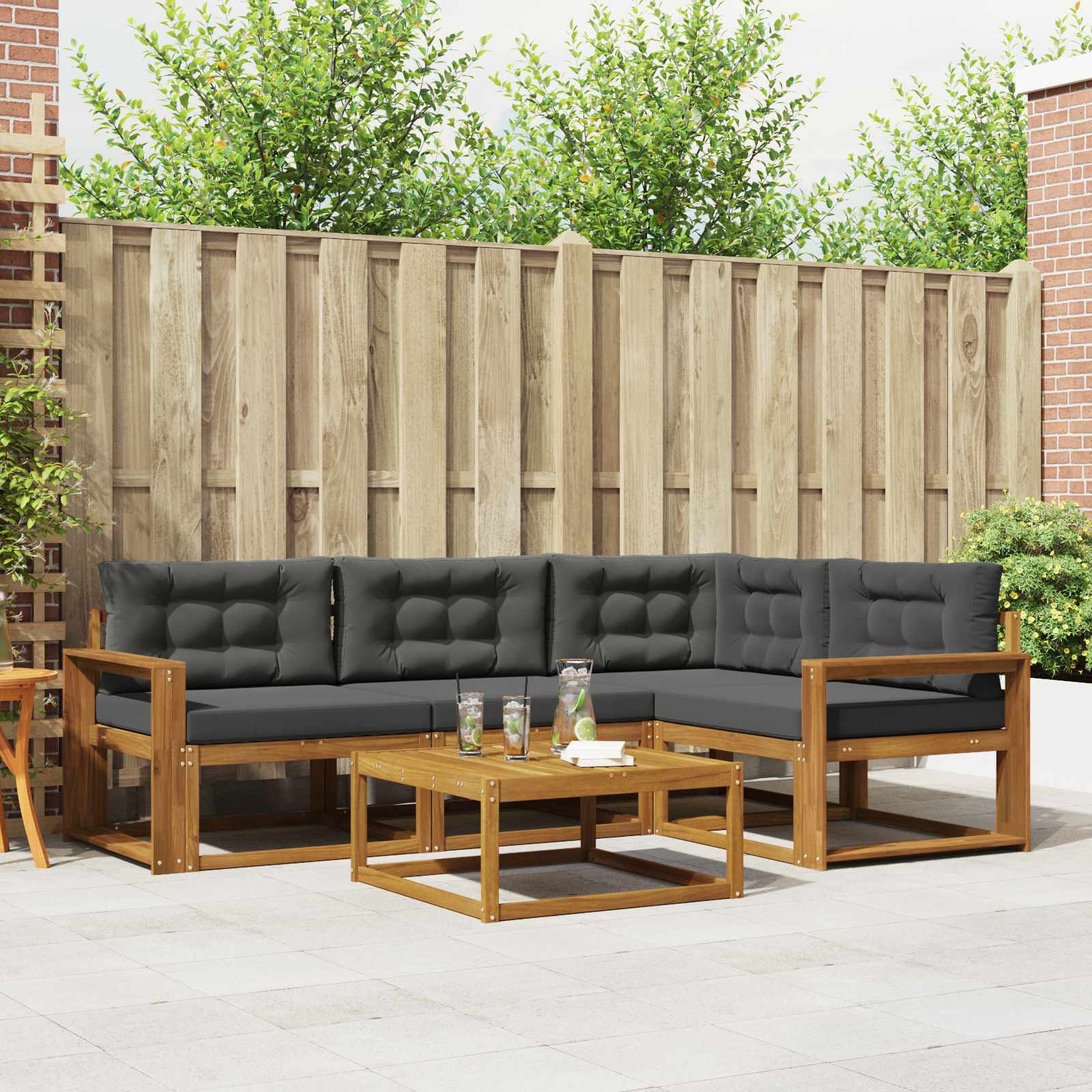 Ensemble de canapés d'extérieur 5 pcs Naturel et Anthracite - XIOS