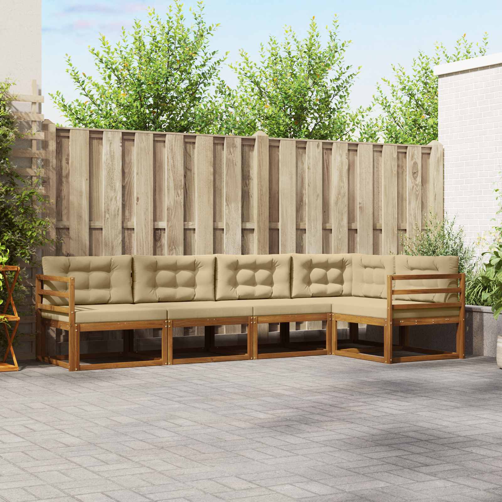 Ensemble de canapés d'extérieur 5 pc Naturel et Beige