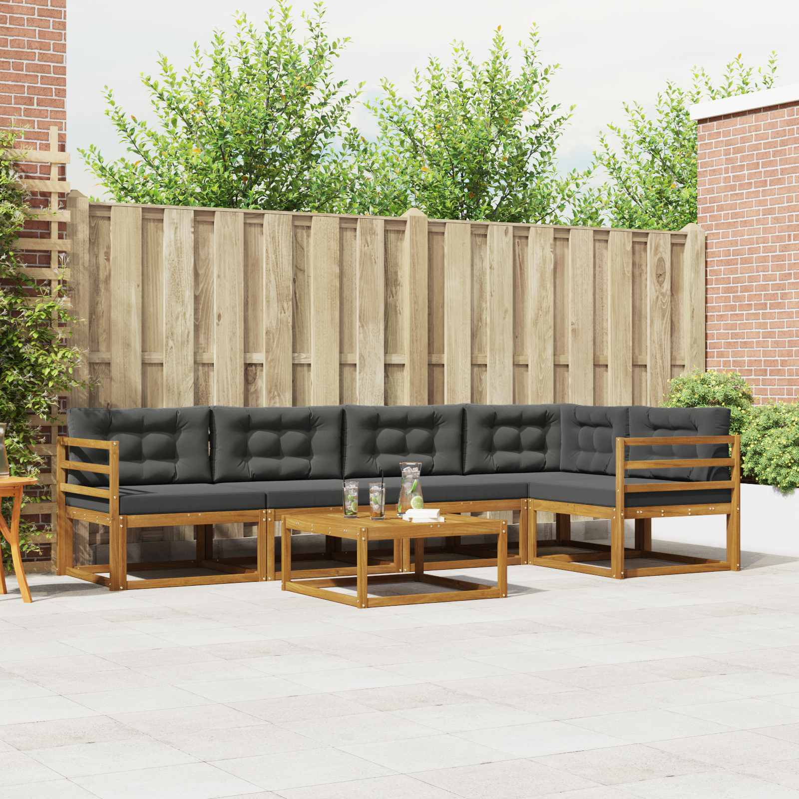 Ensemble de canapés d'extérieur 6 pcs Naturel et Anthracite - XIOS