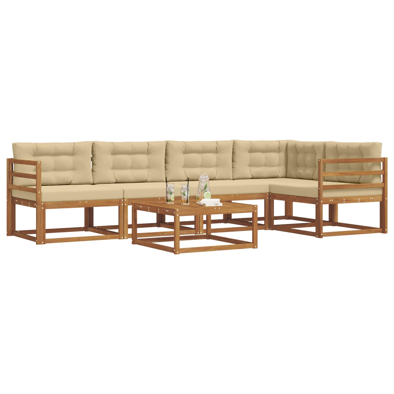 Ensemble de canapés d'extérieur 6 pcs Naturel et Beige - XIOS