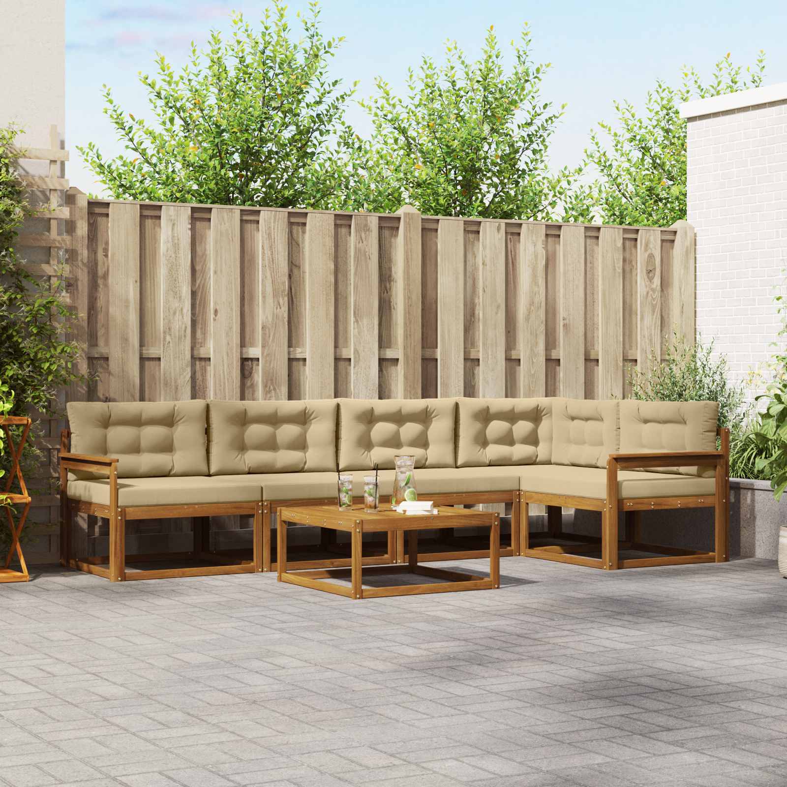 Ensemble de canapés d'extérieur 6 pcs Naturel et Beige - XIOS