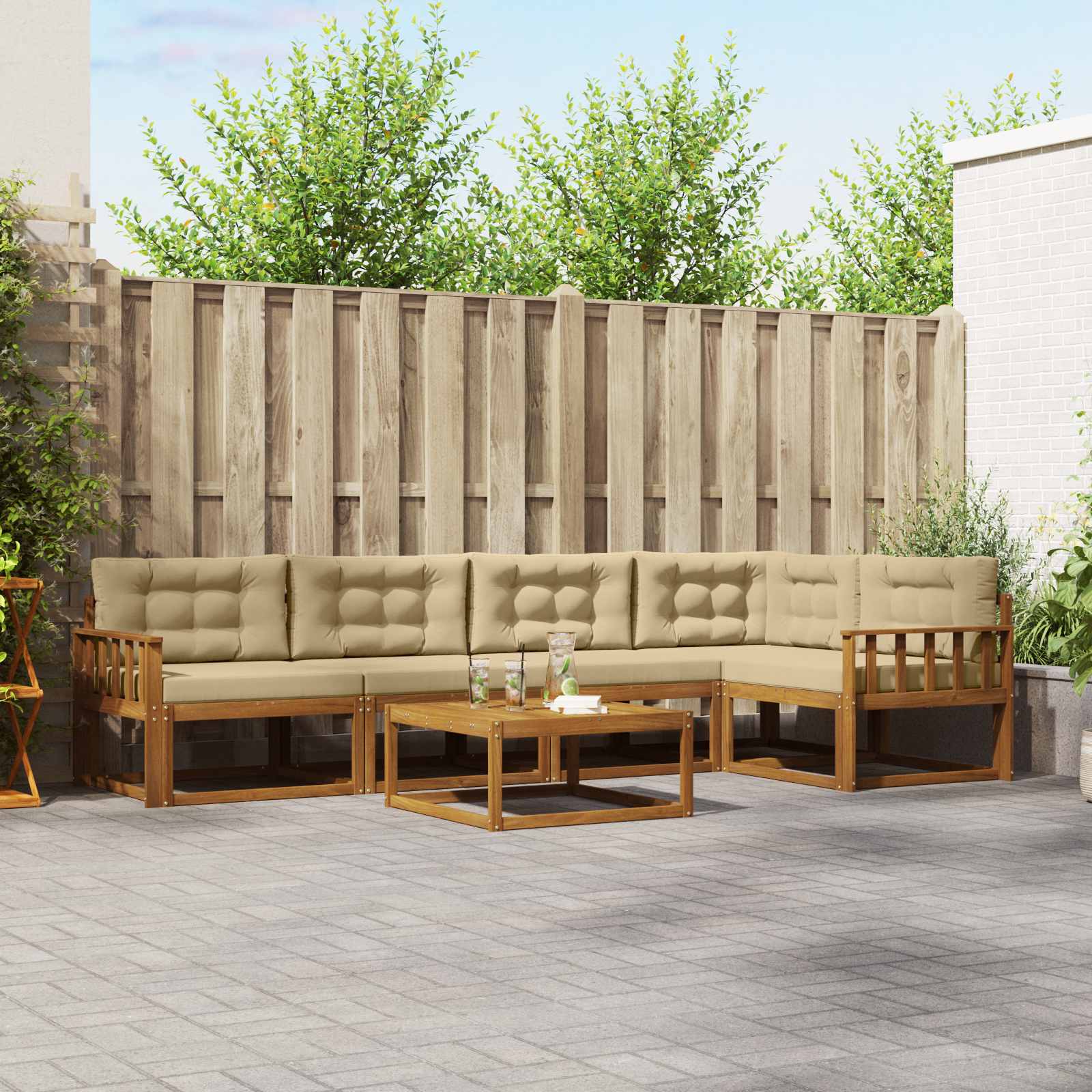 Ensemble de canapés d'extérieur 6 pcs Naturel et Beige - XIOS