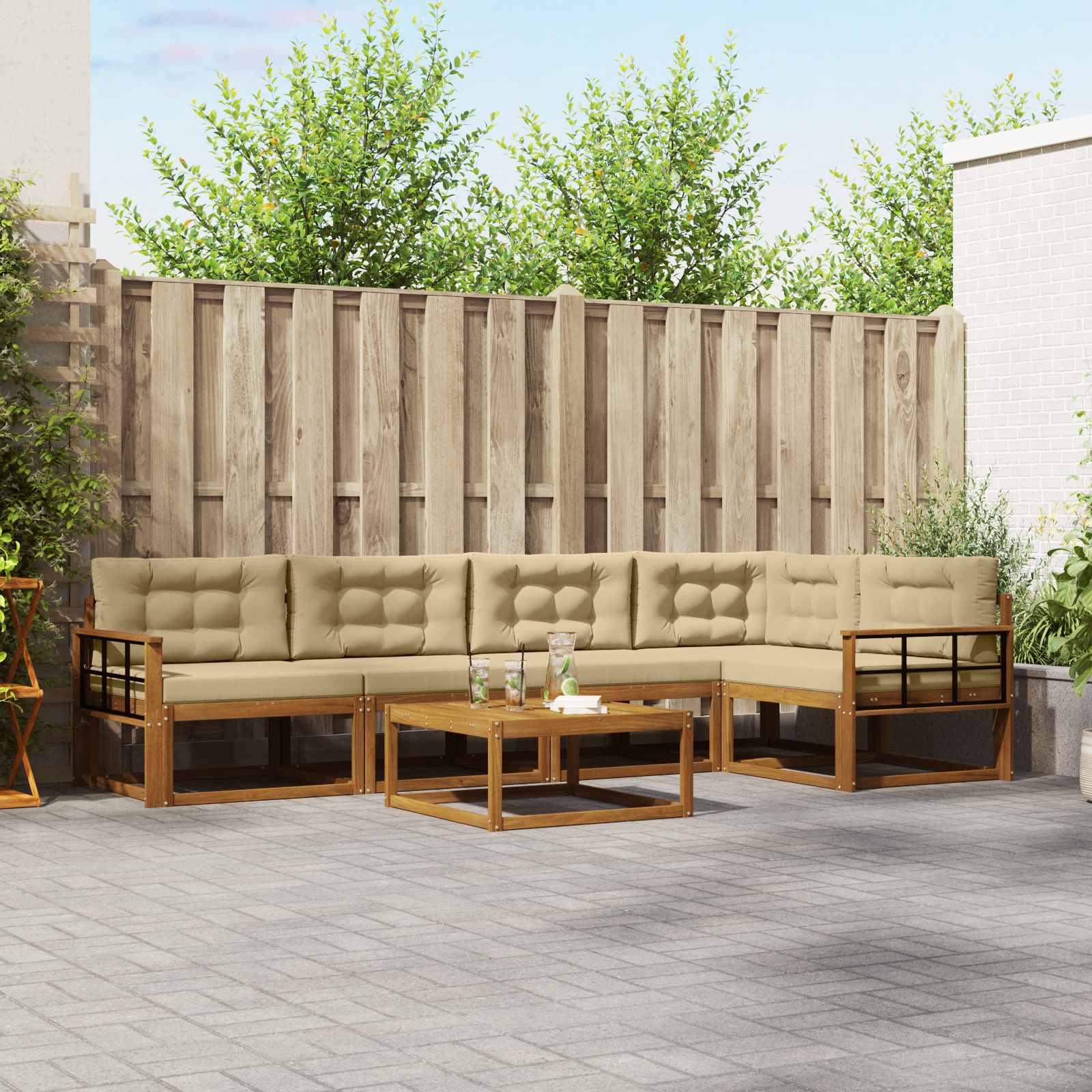 Ensemble de canapés d'extérieur 6 pcs Naturel et Beige - XIOS
