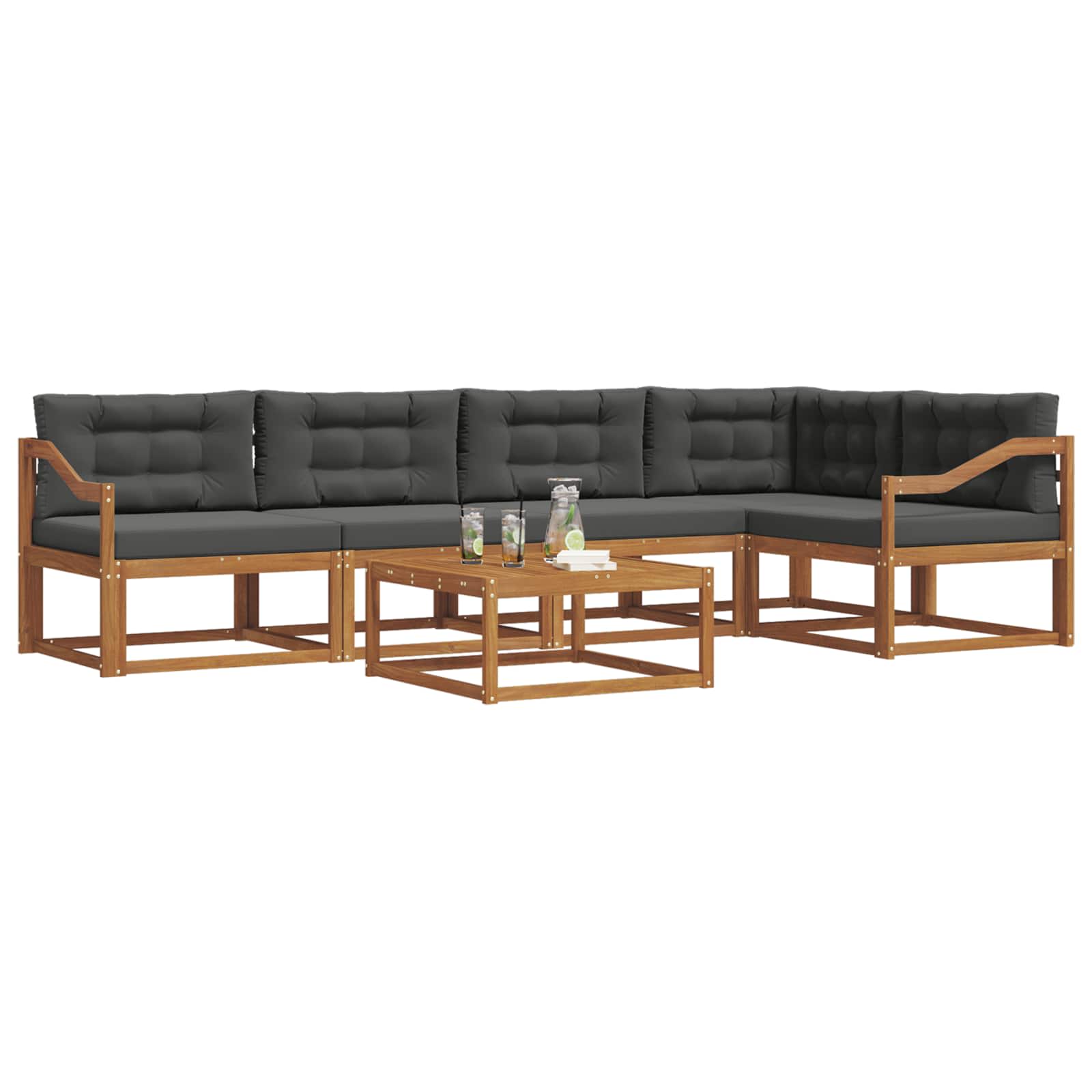 Ensemble de canapés d'extérieur 6 pcs Naturel et Anthracite - XIOS