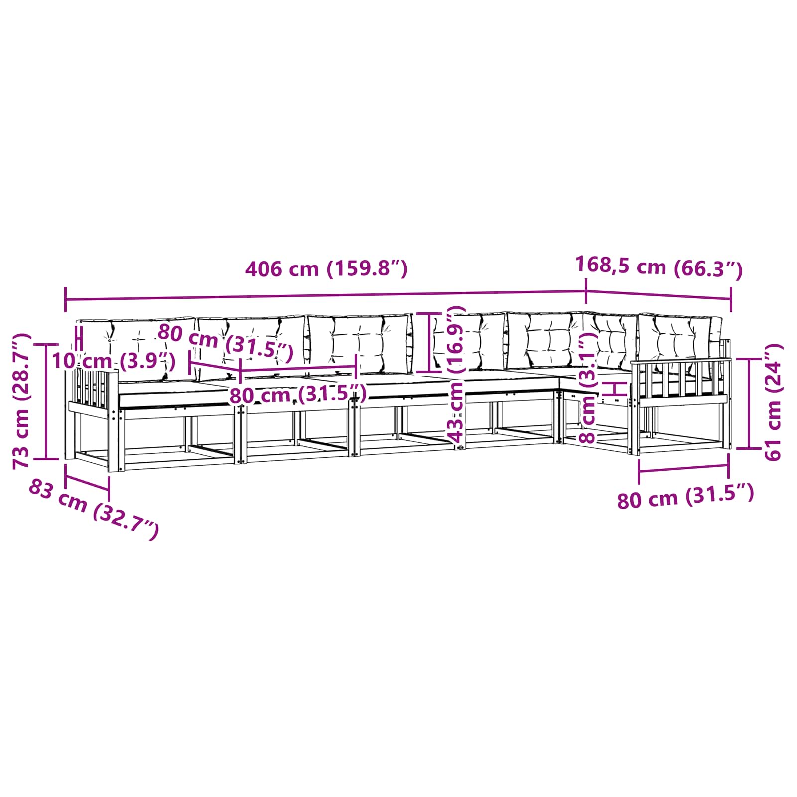 Ensemble de canapés d'extérieur 6 pcs Naturel et Beige - XIOS