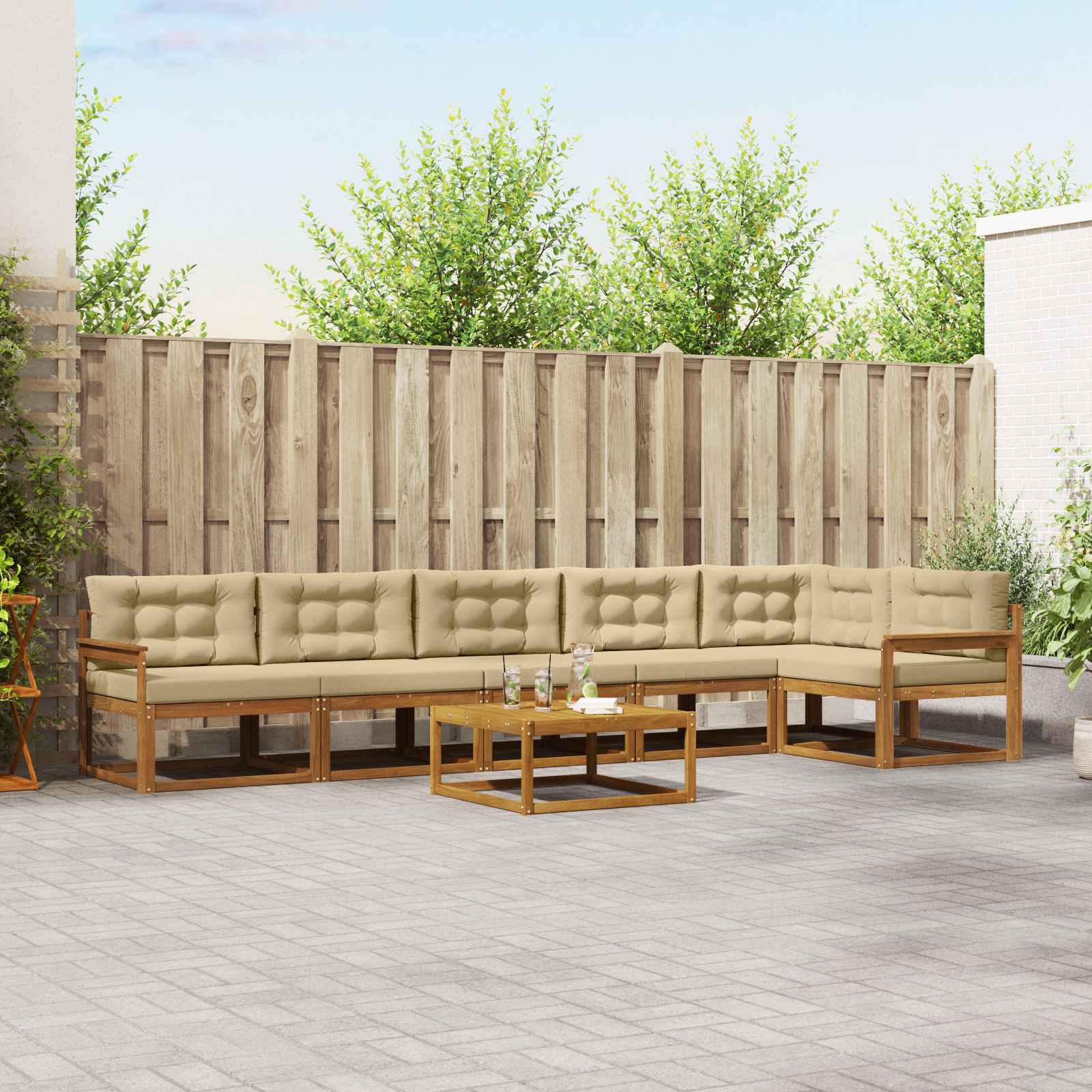 Ensemble de canapés d'extérieur 7 pcs Naturel et Beige - XIOS
