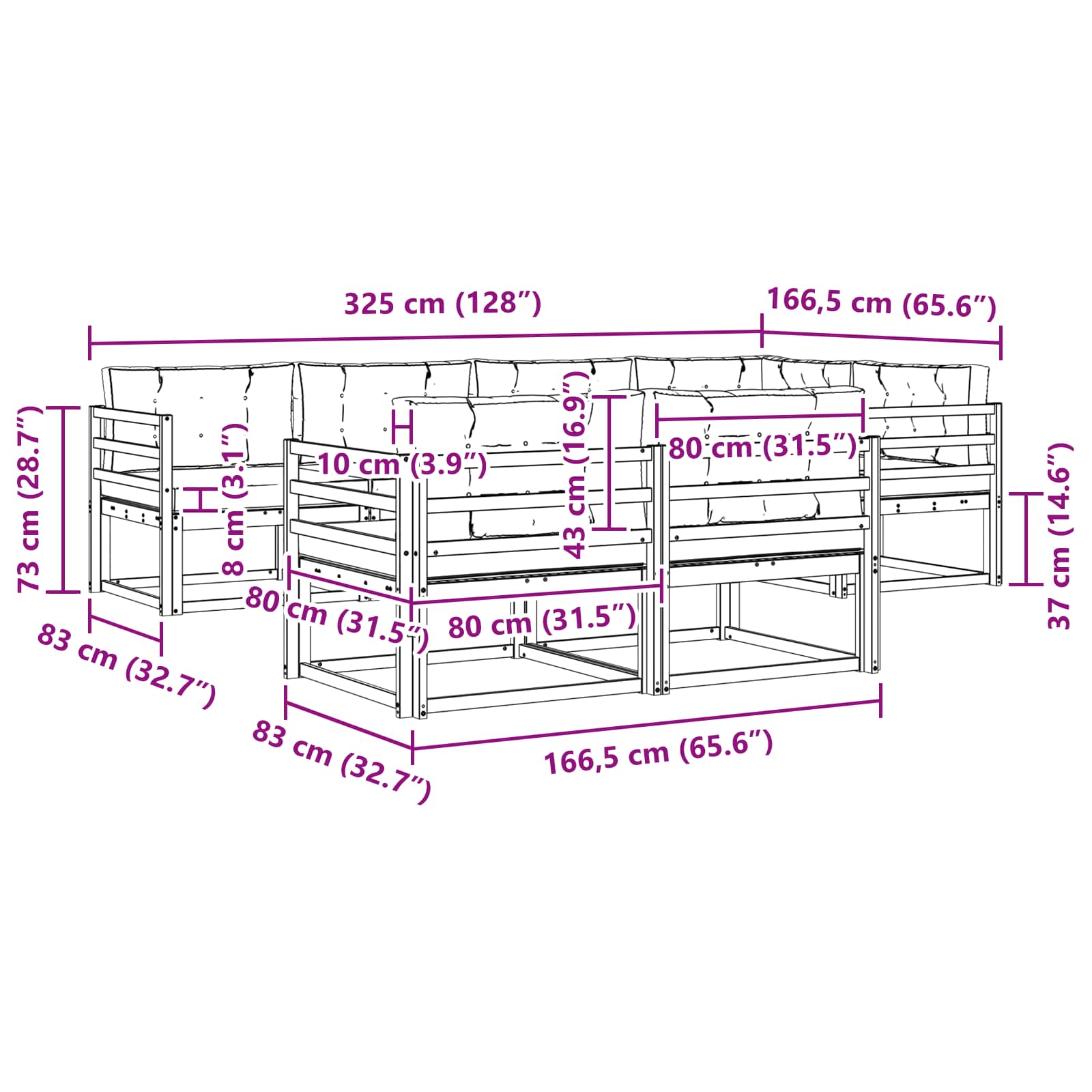 Ensemble de canapés d'extérieur 7 pcs Naturel et Anthracite - XIOS