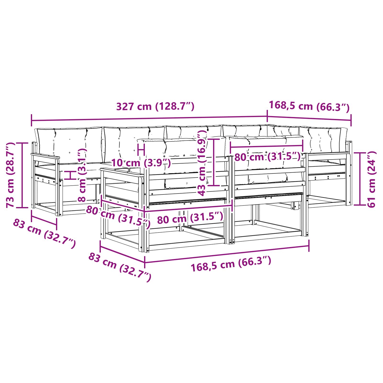 Ensemble de canapés d'extérieur 7 pcs Naturel et Anthracite - XIOS