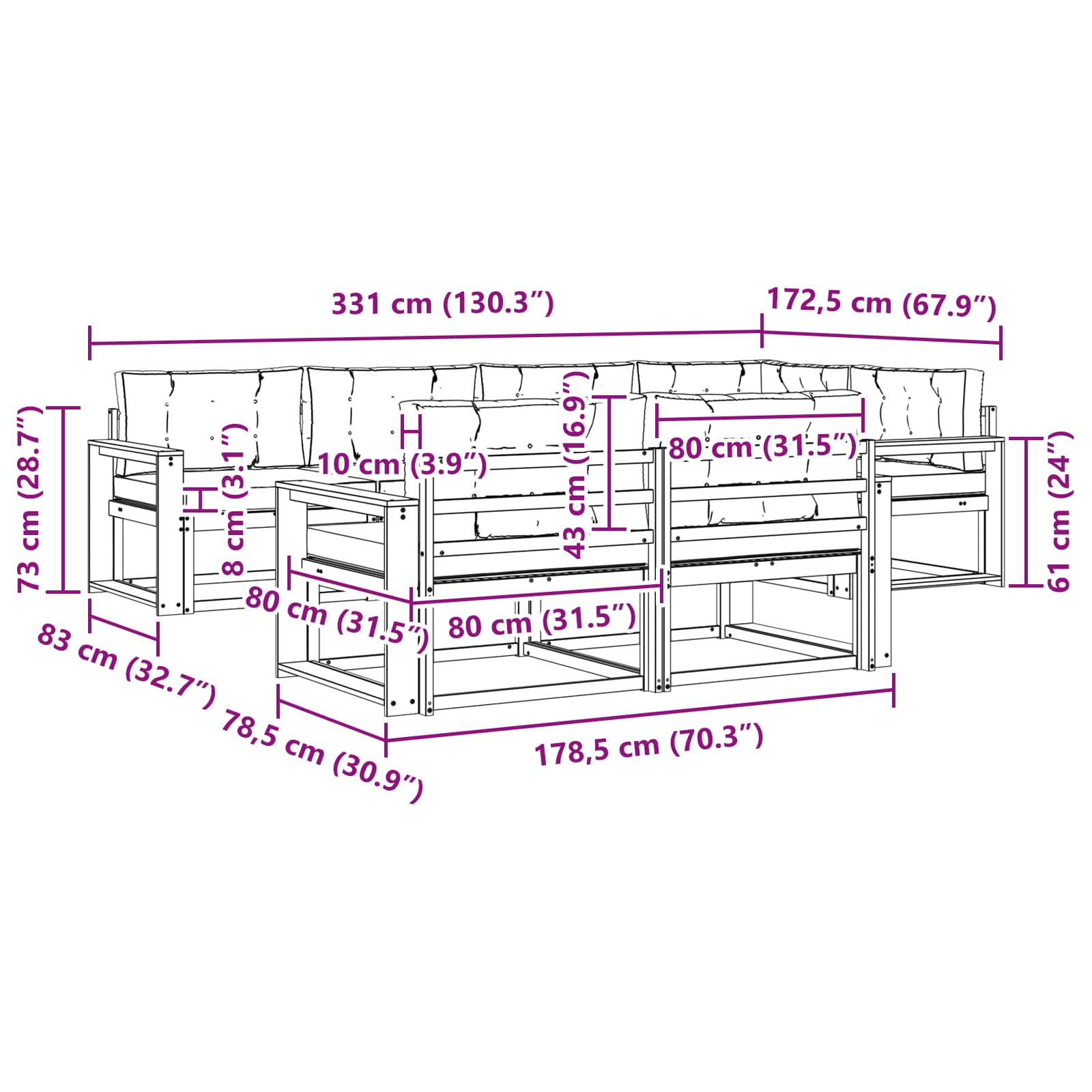 Ensemble de canapés d'extérieur 7 pcs Naturel et Beige - XIOS