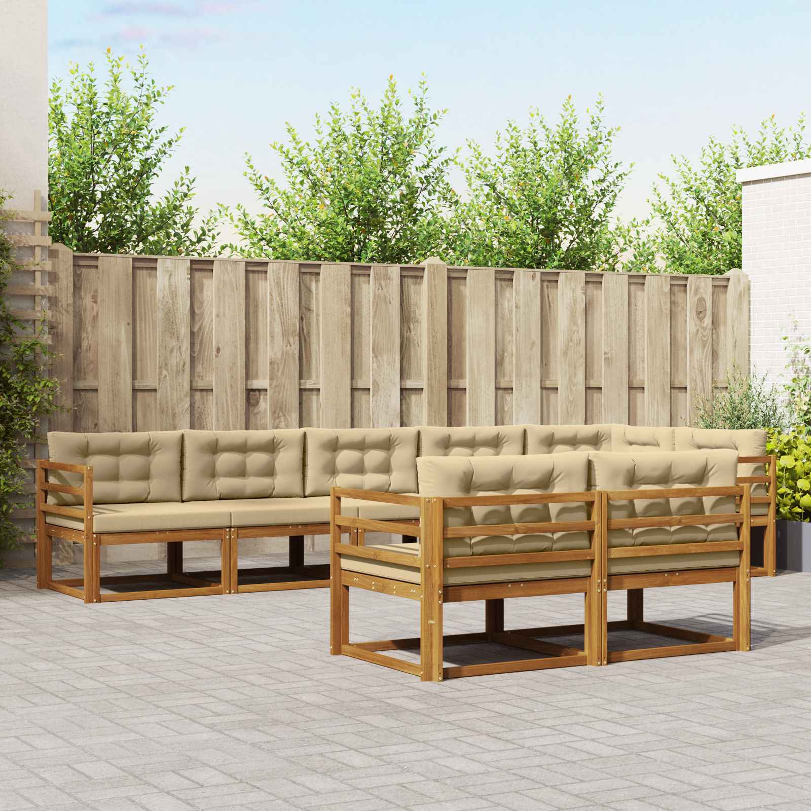 Ensemble de canapés d'extérieur 8 pcs Naturel et Beige - XIOS