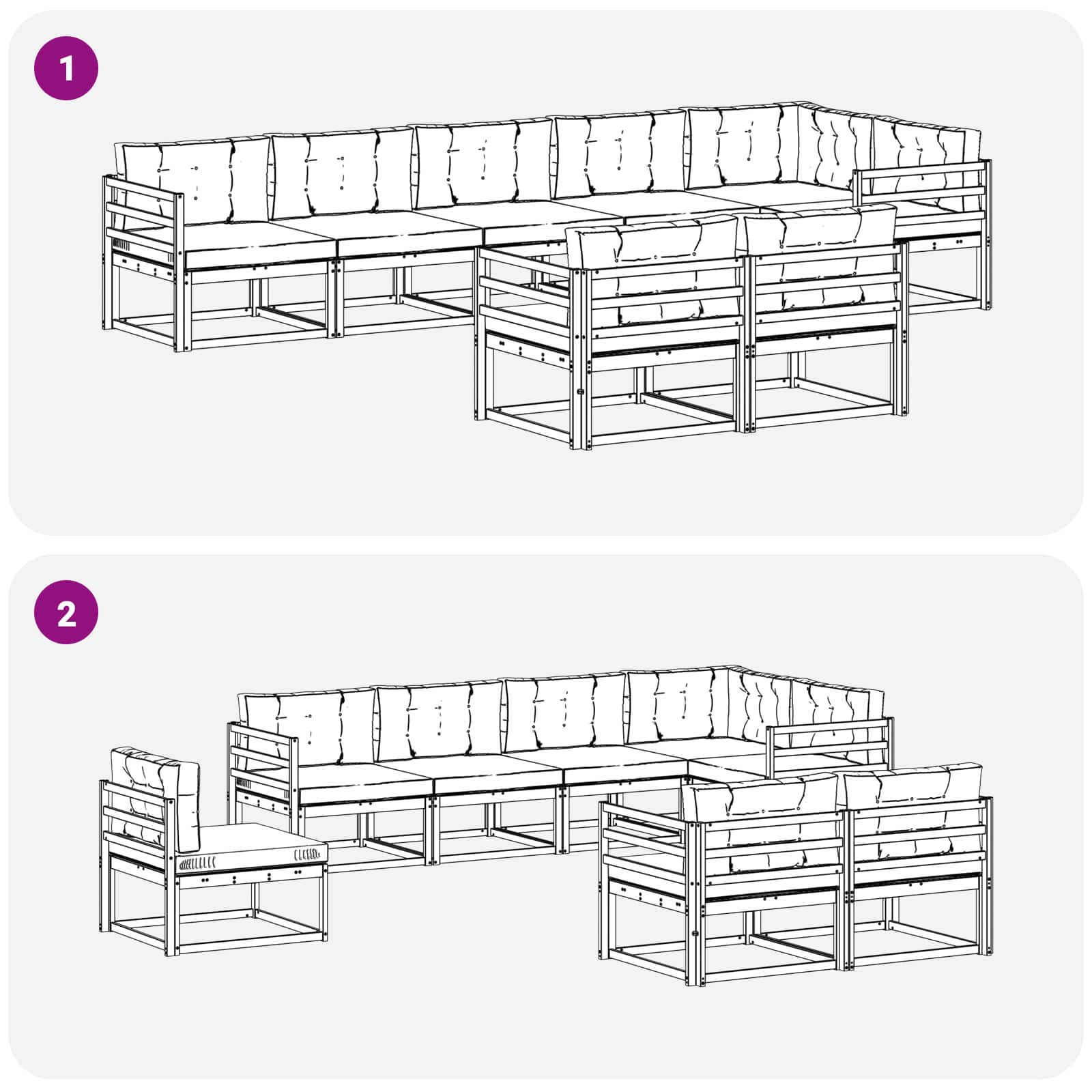 Ensemble de canapés d'extérieur 8 pcs Naturel et Beige - XIOS