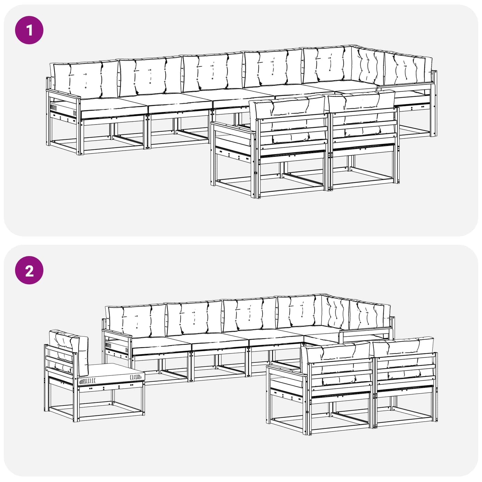 Ensemble de canapés d'extérieur 8 pcs Naturel et Crème - XIOS