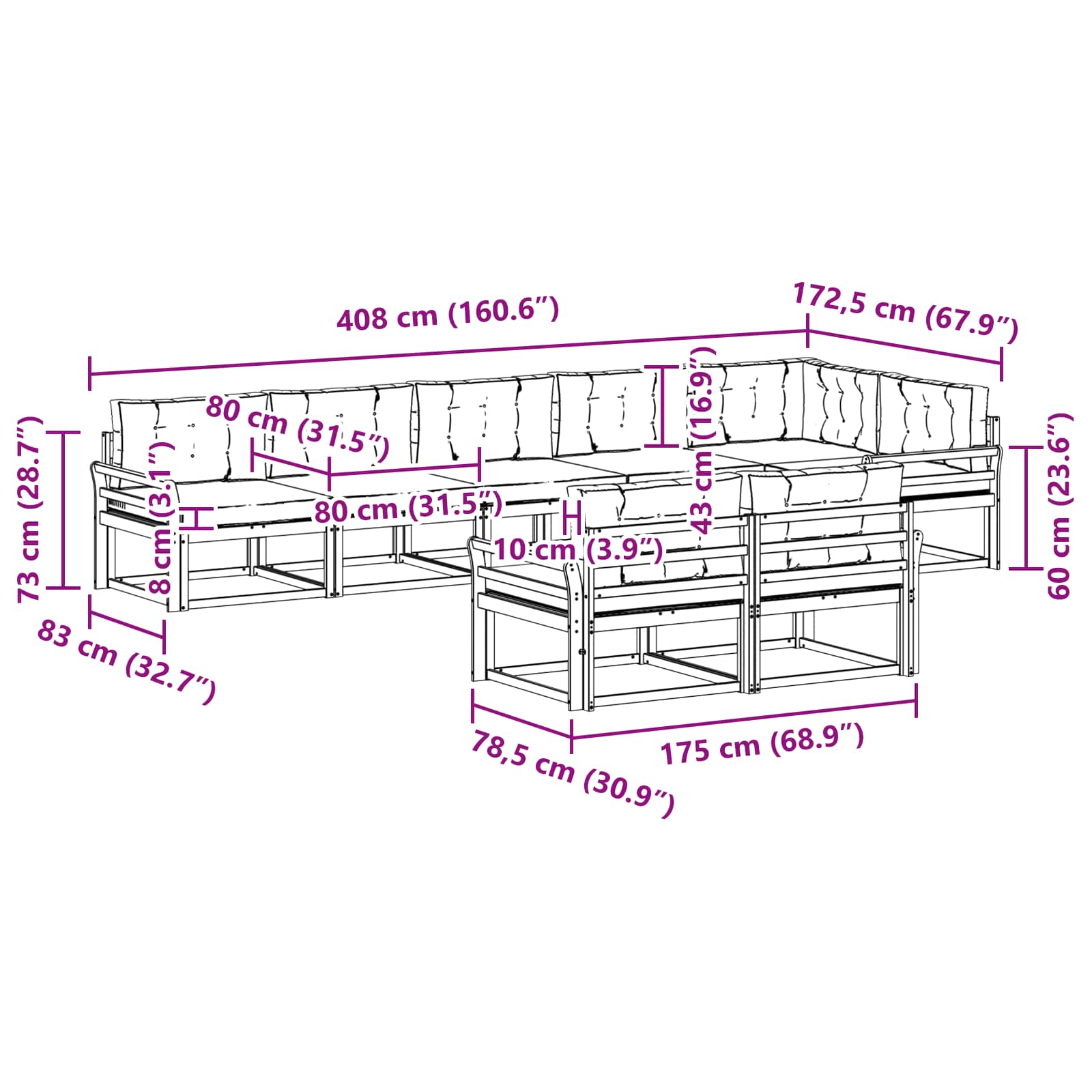 Ensemble de canapés d'extérieur 8 pcs Naturel et Crème - XIOS