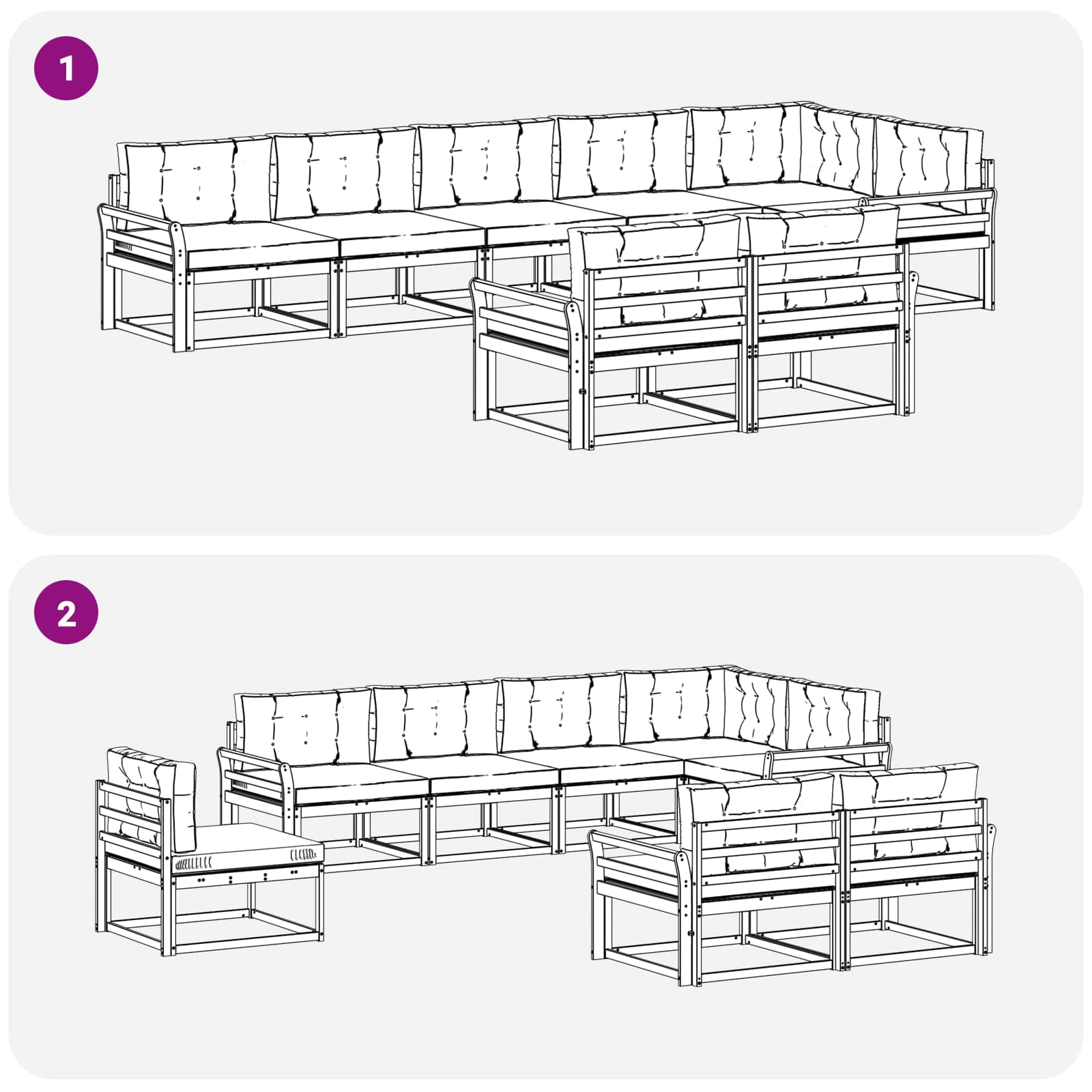 Ensemble de canapés d'extérieur 8 pcs Naturel et Beige - XIOS