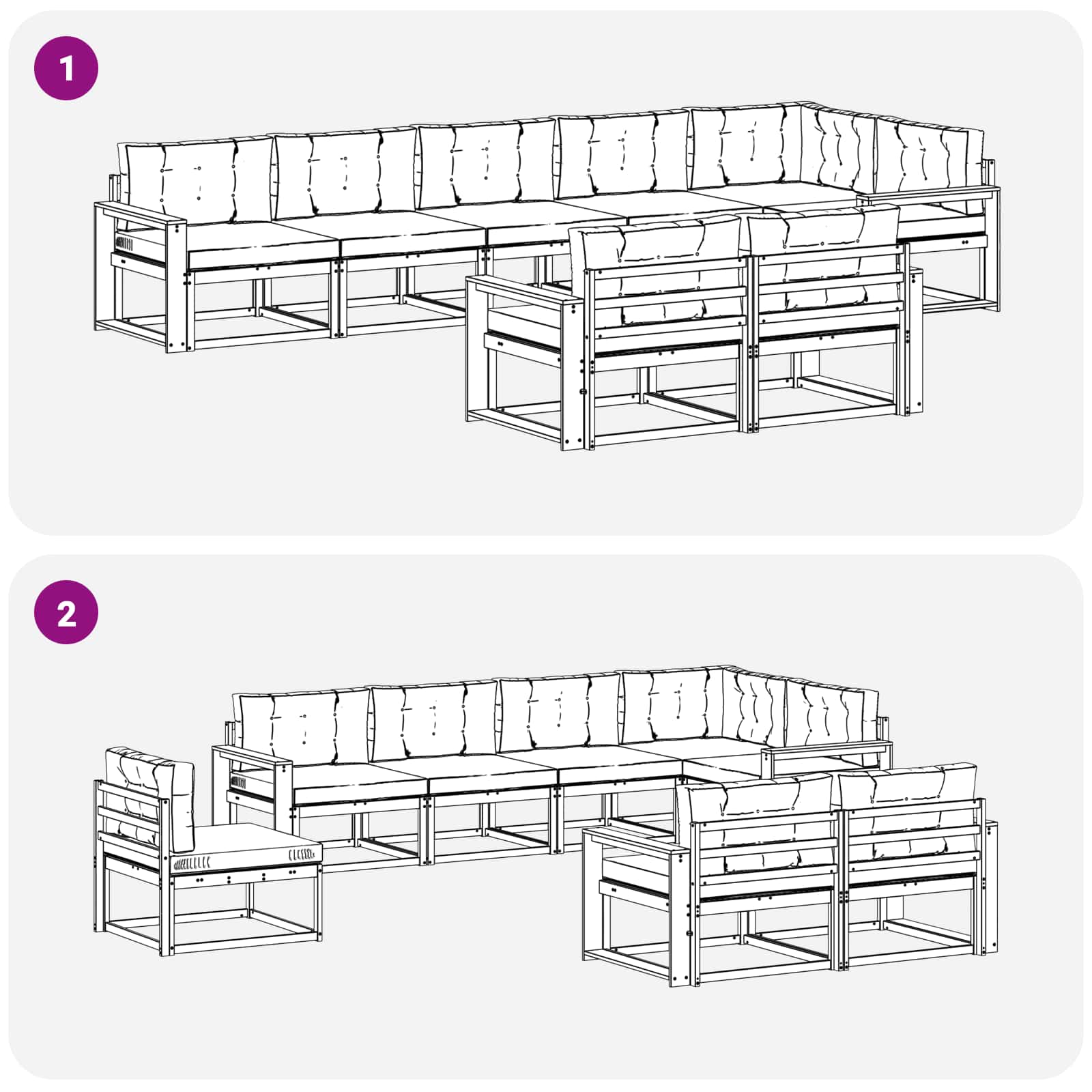 Ensemble de canapés d'extérieur 8 pcs Naturel et Beige - XIOS