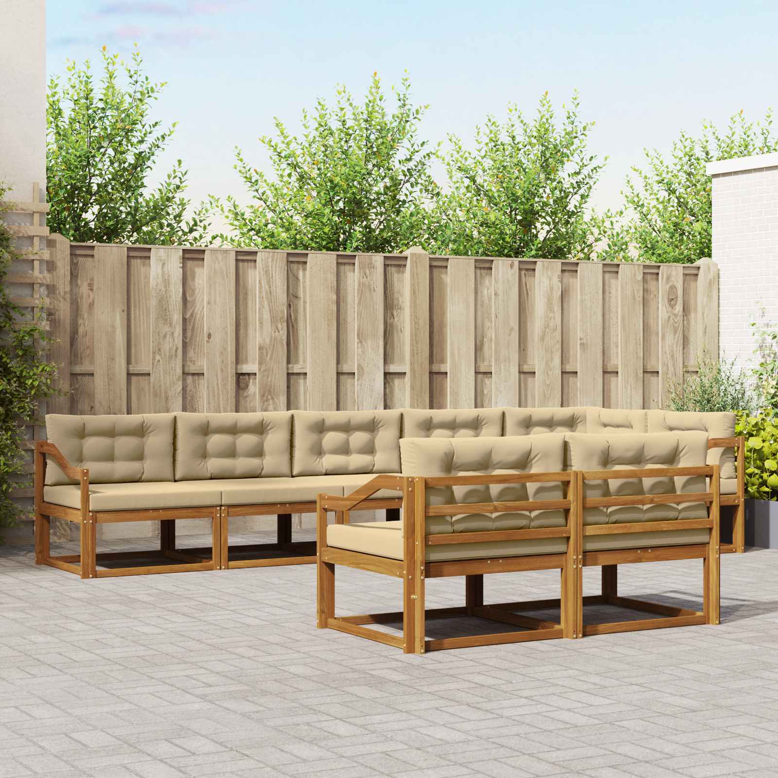 Ensemble de canapés d'extérieur 8 pcs Naturel et Beige - XIOS