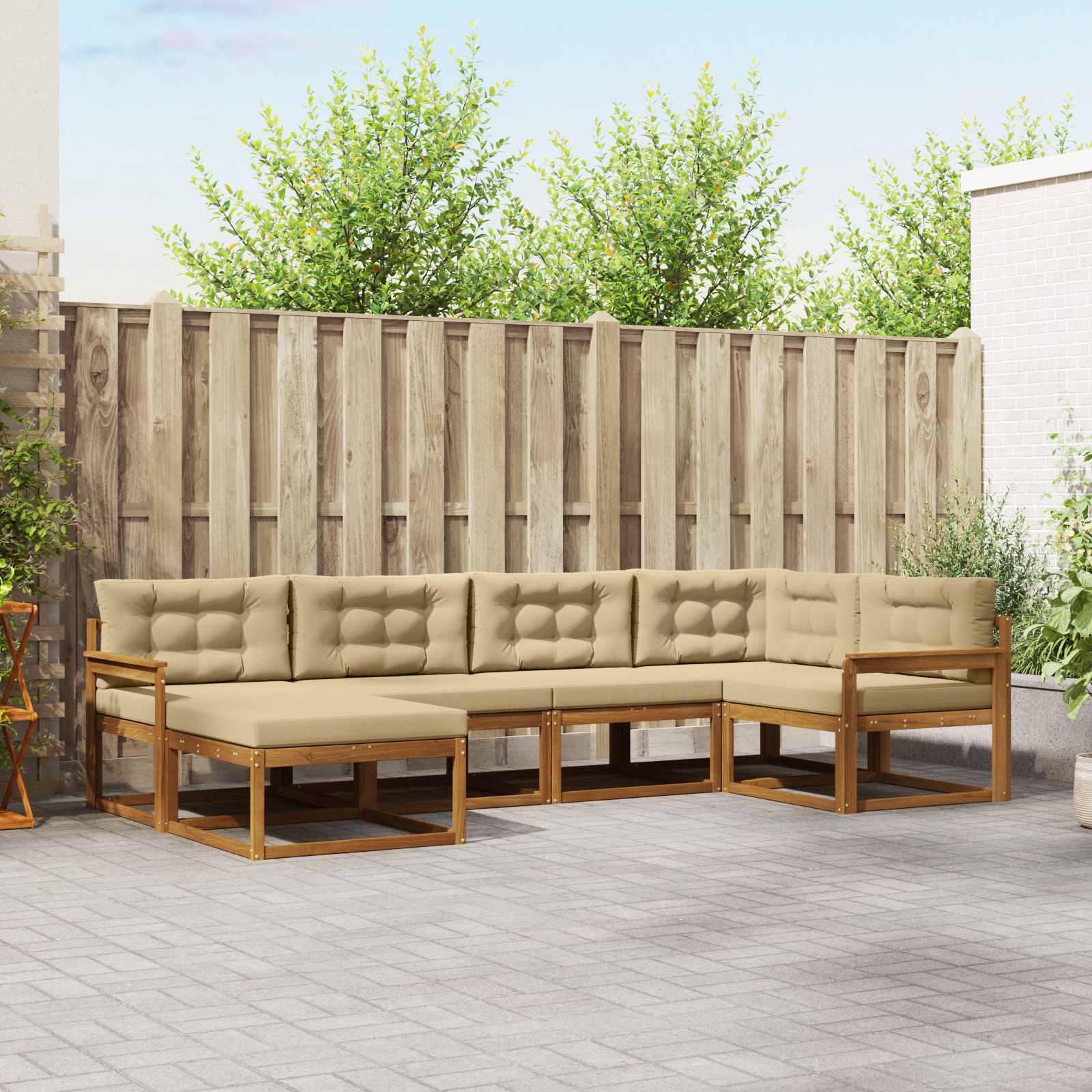Ensemble de canapés d'extérieur 6 pc Naturel et Beige