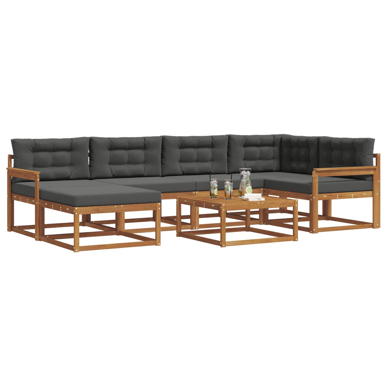 Ensemble de canapés d'extérieur 7 pcs Naturel et Anthracite - XIOS