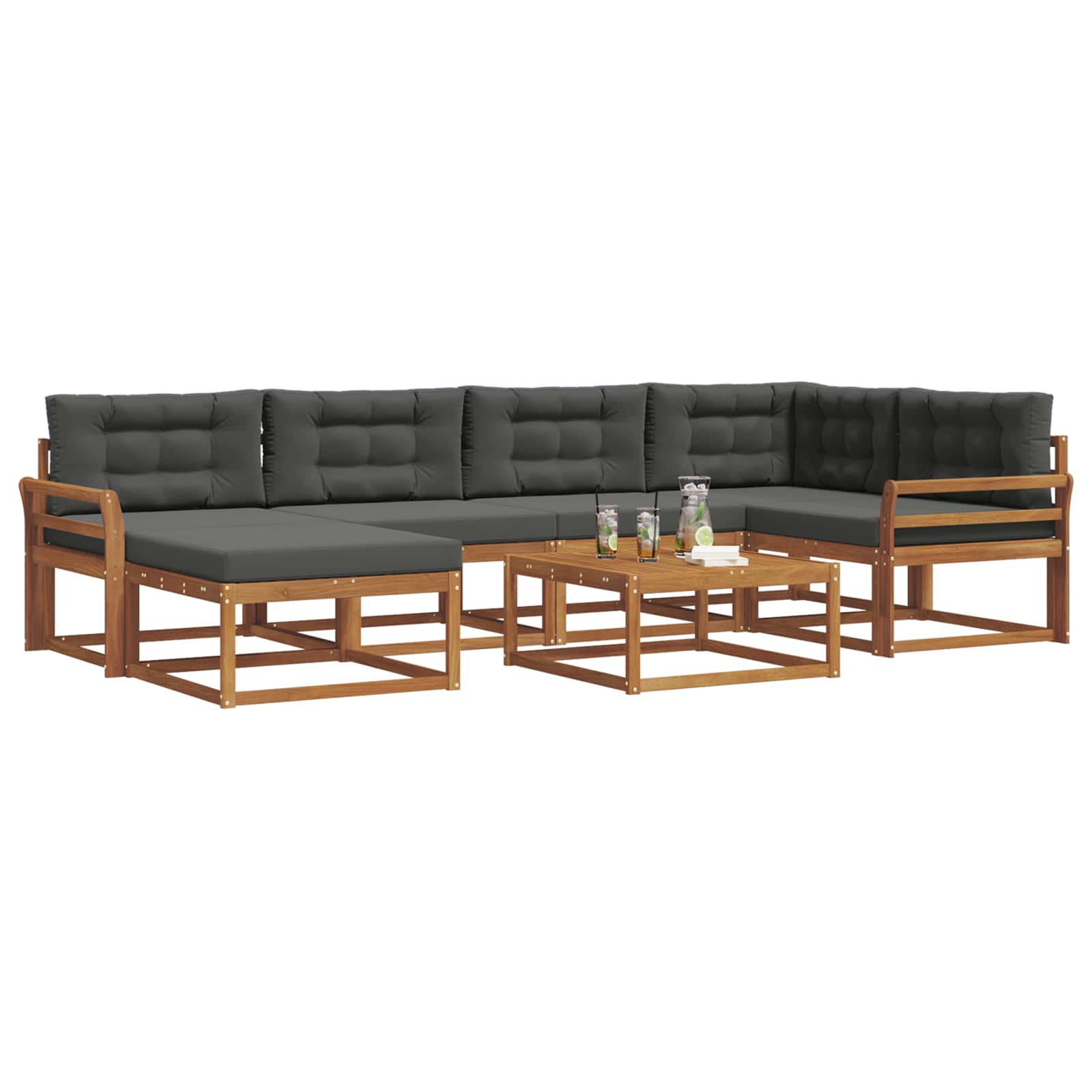 Ensemble de canapés d'extérieur 7 pcs Naturel et Anthracite - XIOS