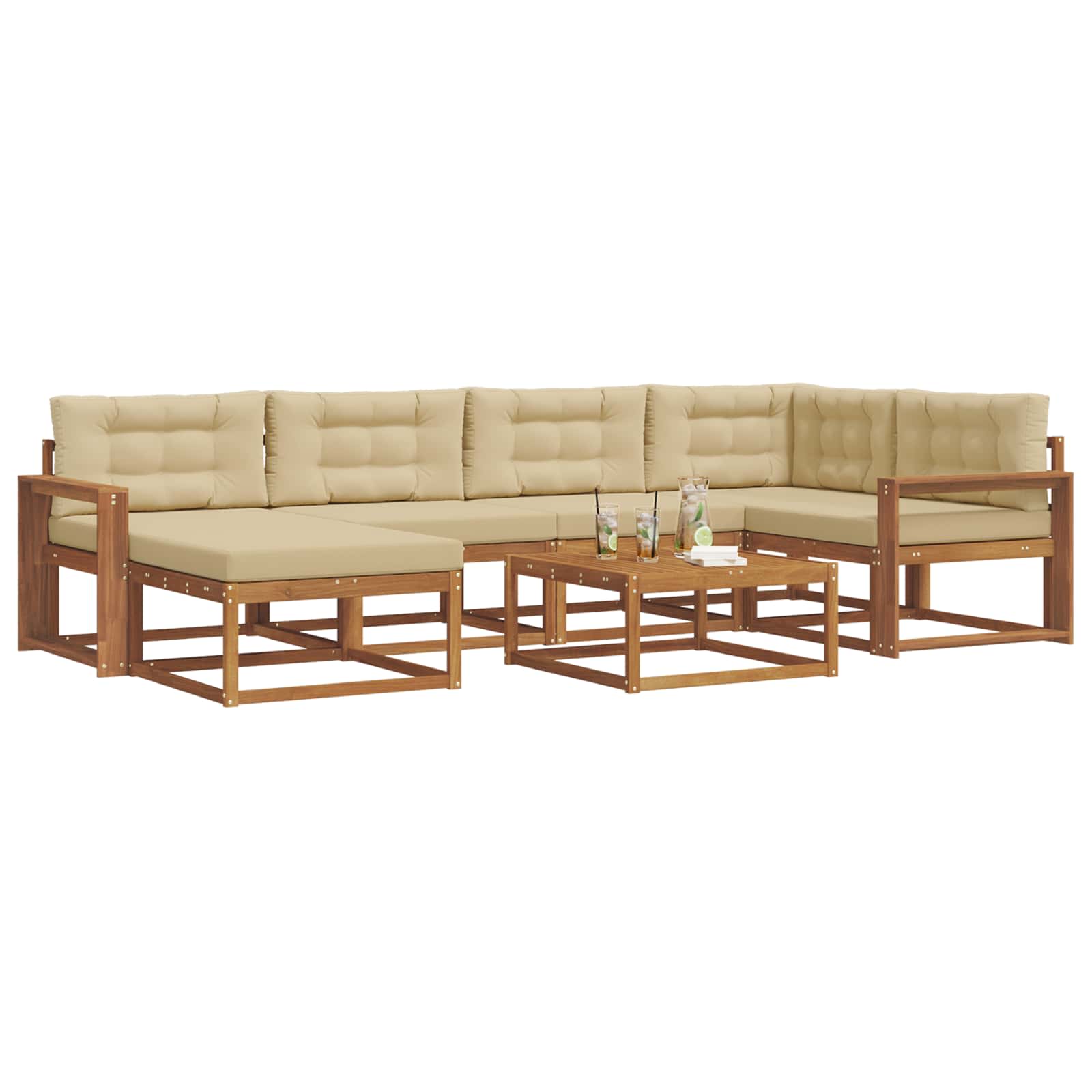 Ensemble de canapés d'extérieur 7 pcs Naturel et Beige - XIOS