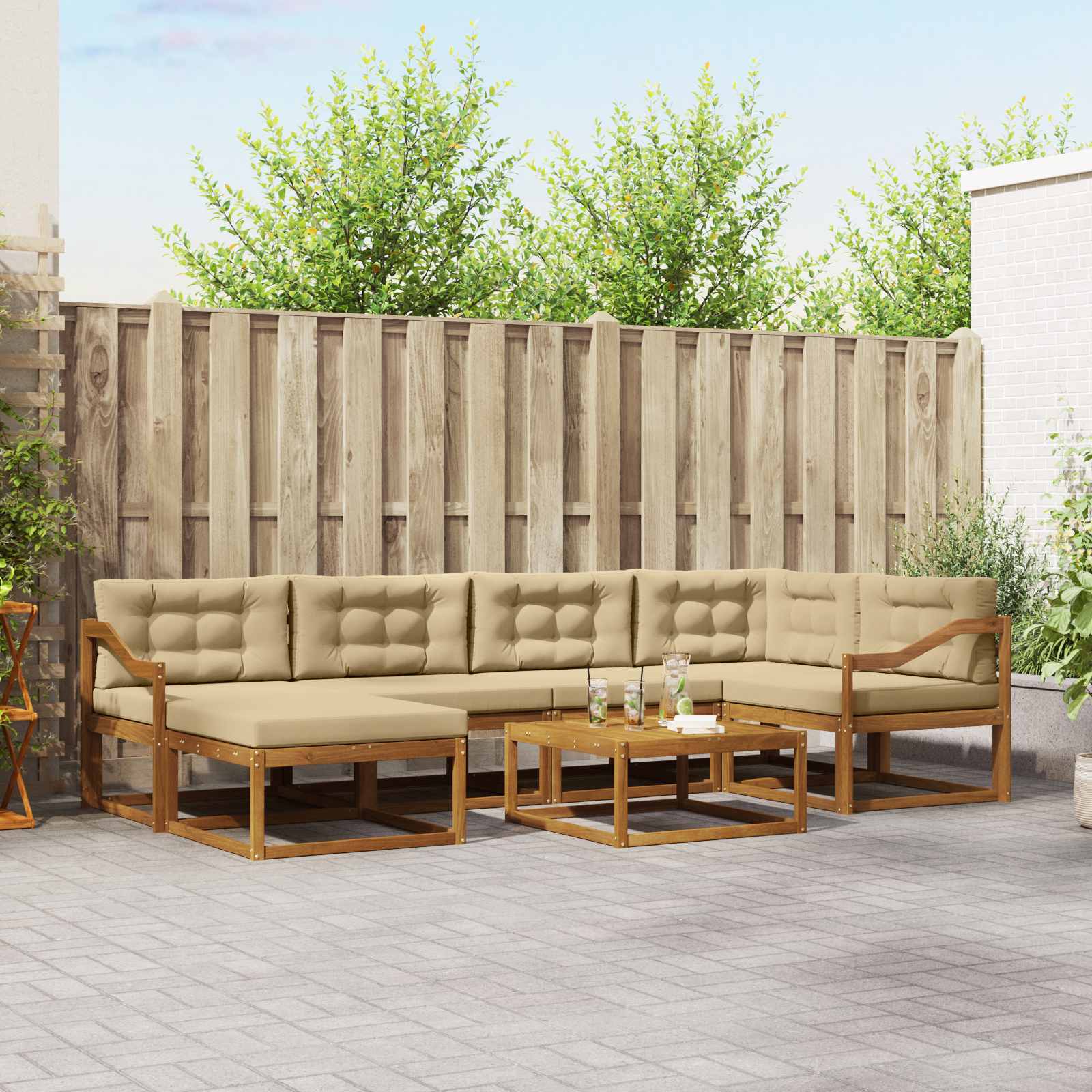 Ensemble de canapés d'extérieur 7 pcs Naturel et Beige - XIOS
