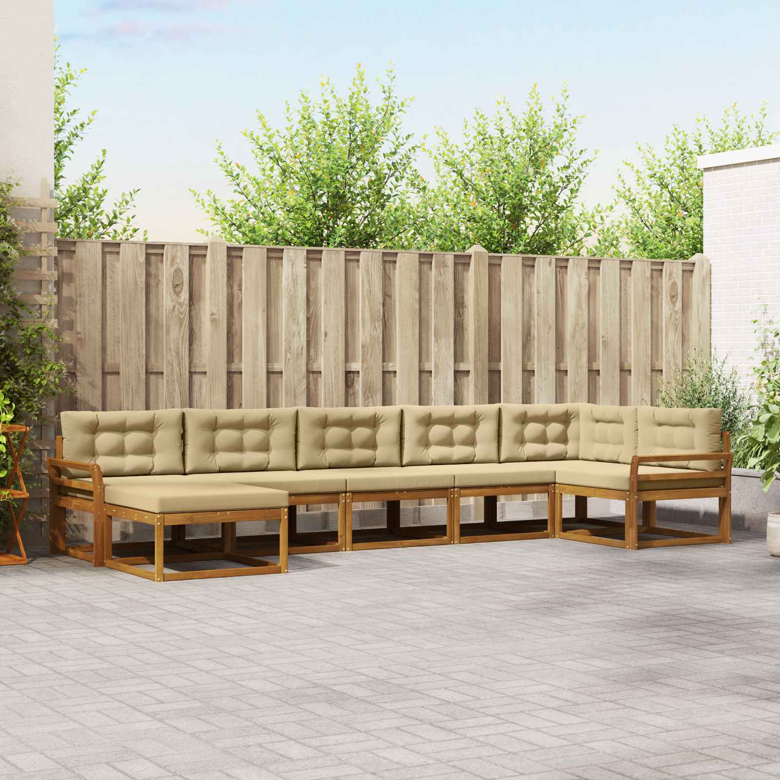 Ensemble de canapés d'extérieur 7 pc Naturel et Beige