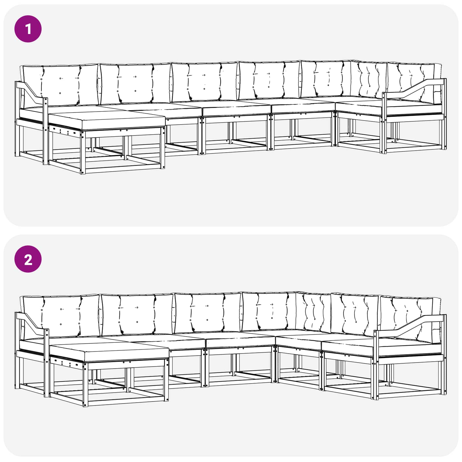 Ensemble de canapés d'extérieur 7 pcs Naturel et Beige - XIOS