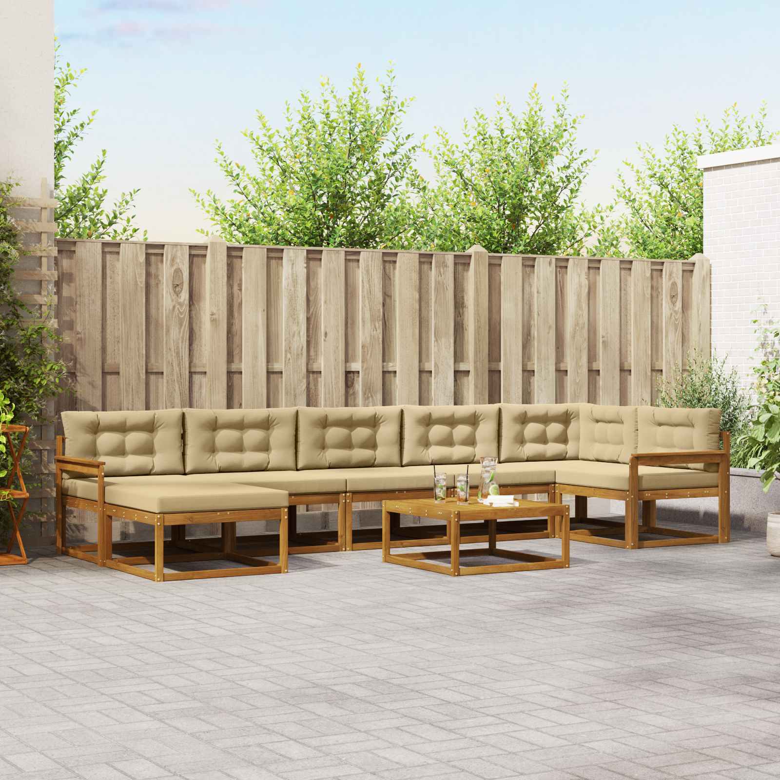 Ensemble de canapés d'extérieur 8 pcs Naturel et Beige - XIOS
