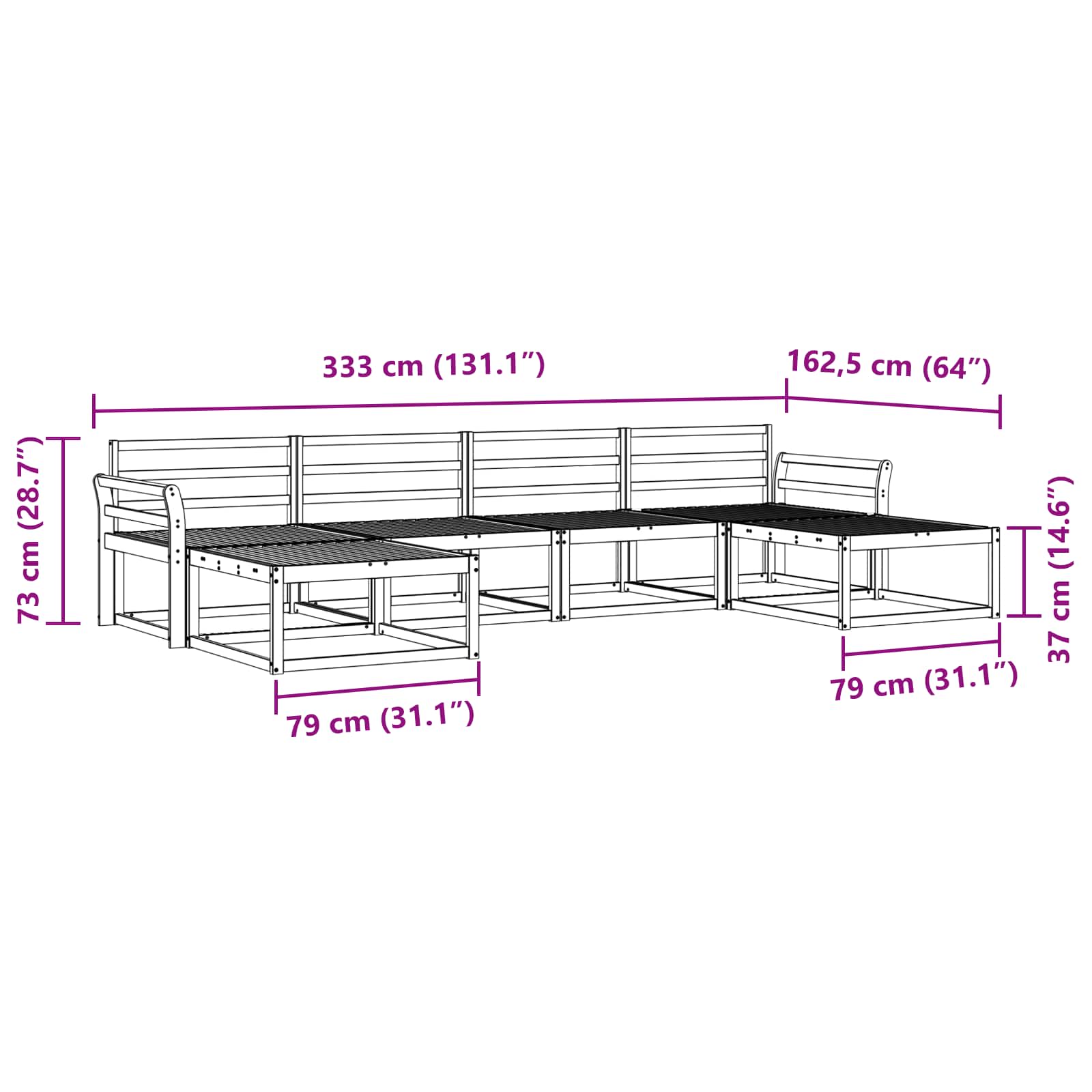 Ensemble de canapés d'extérieur 6 pcs Naturel - XIOS