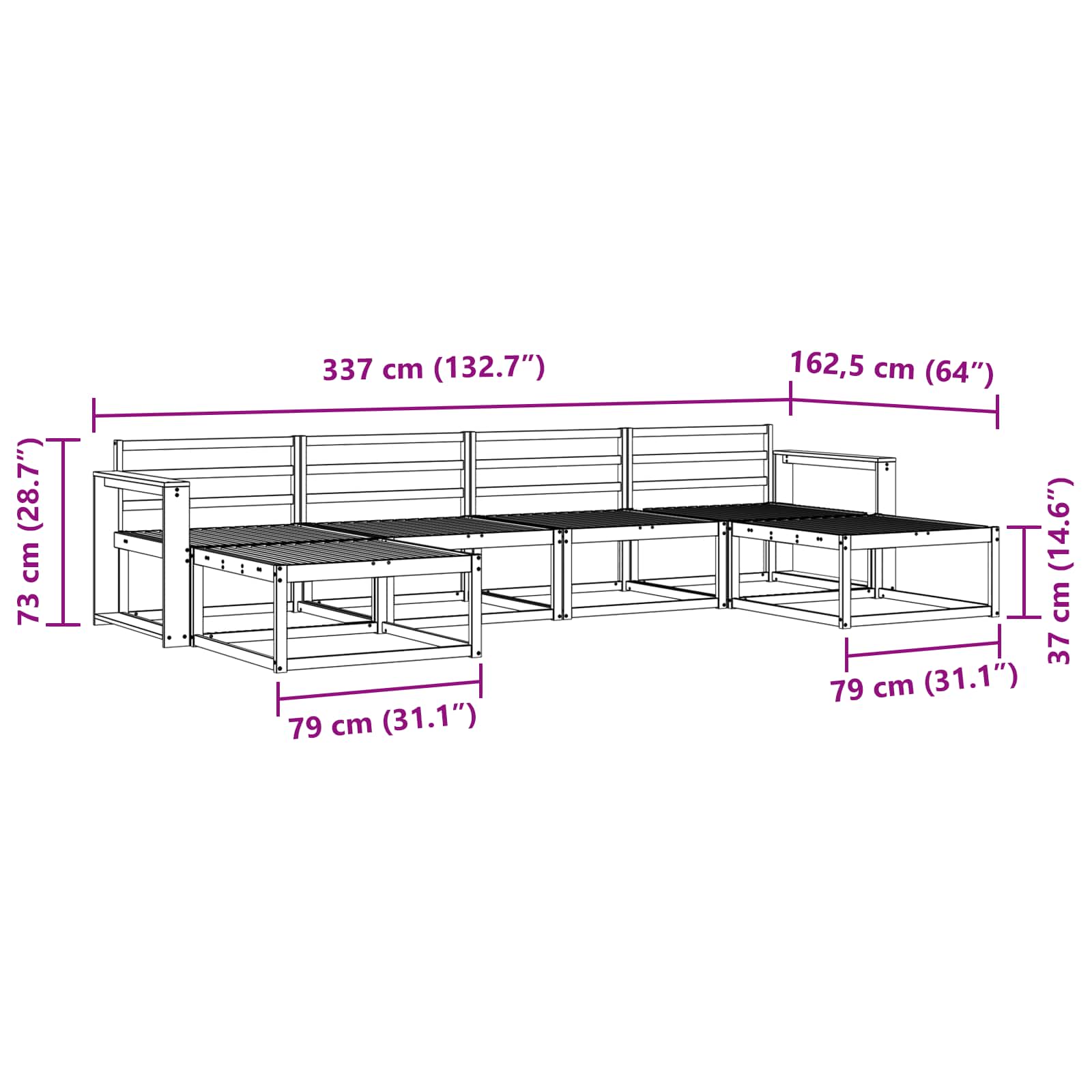 Ensemble de canapés d'extérieur 6 pcs Naturel - XIOS