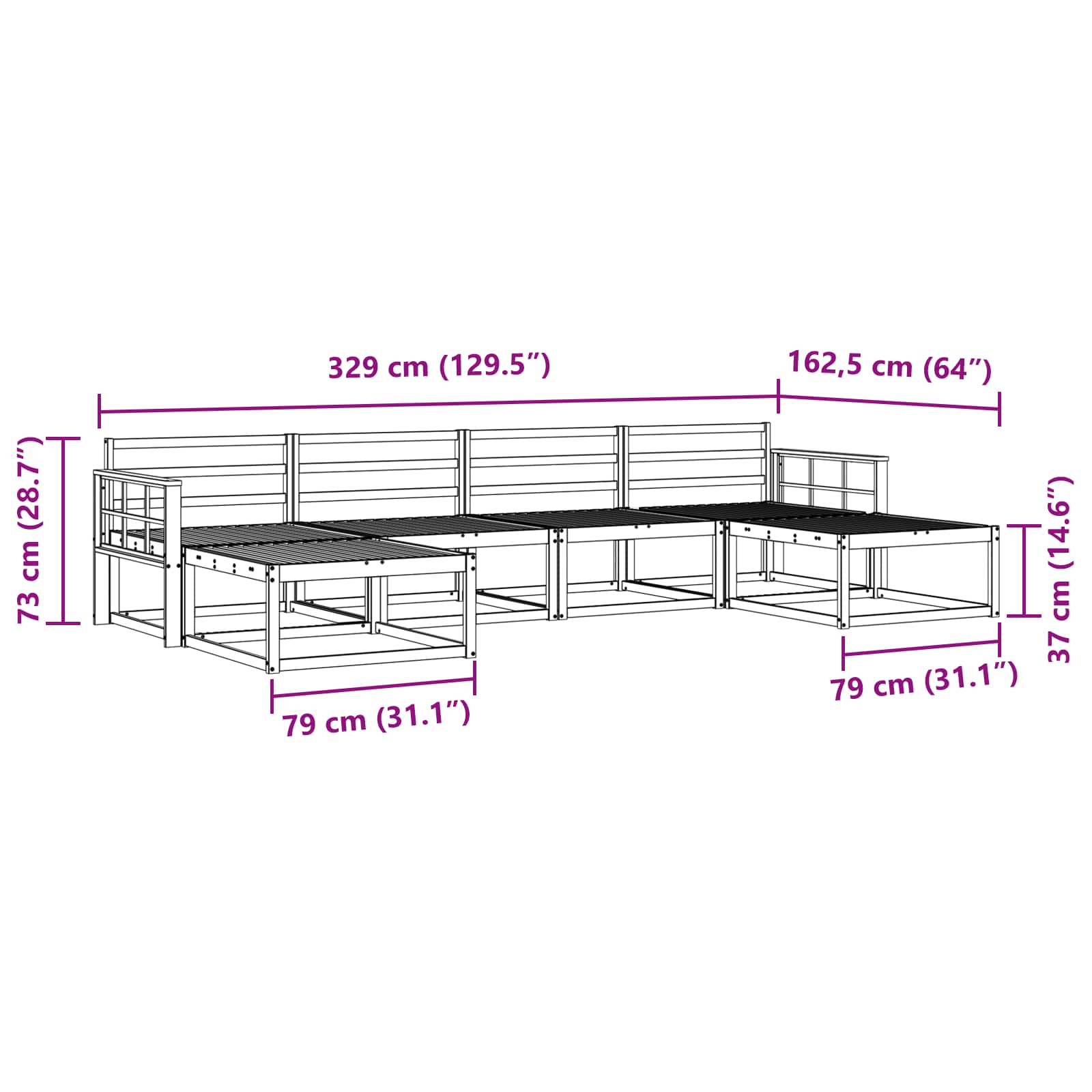 Ensemble de canapés d'extérieur 6 pcs Naturel - XIOS