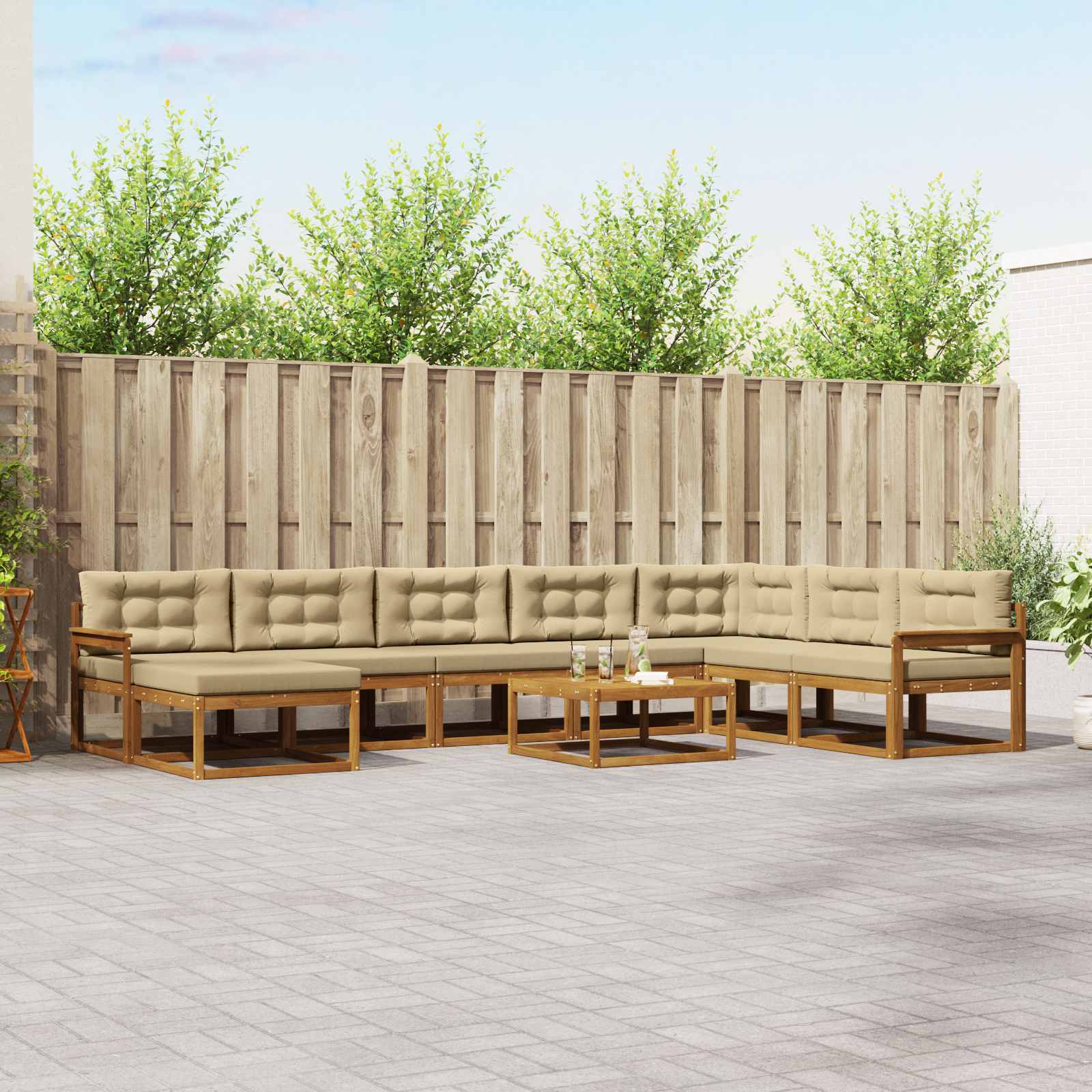 Ensemble de canapés d'extérieur 9 pcs Naturel et Beige - XIOS