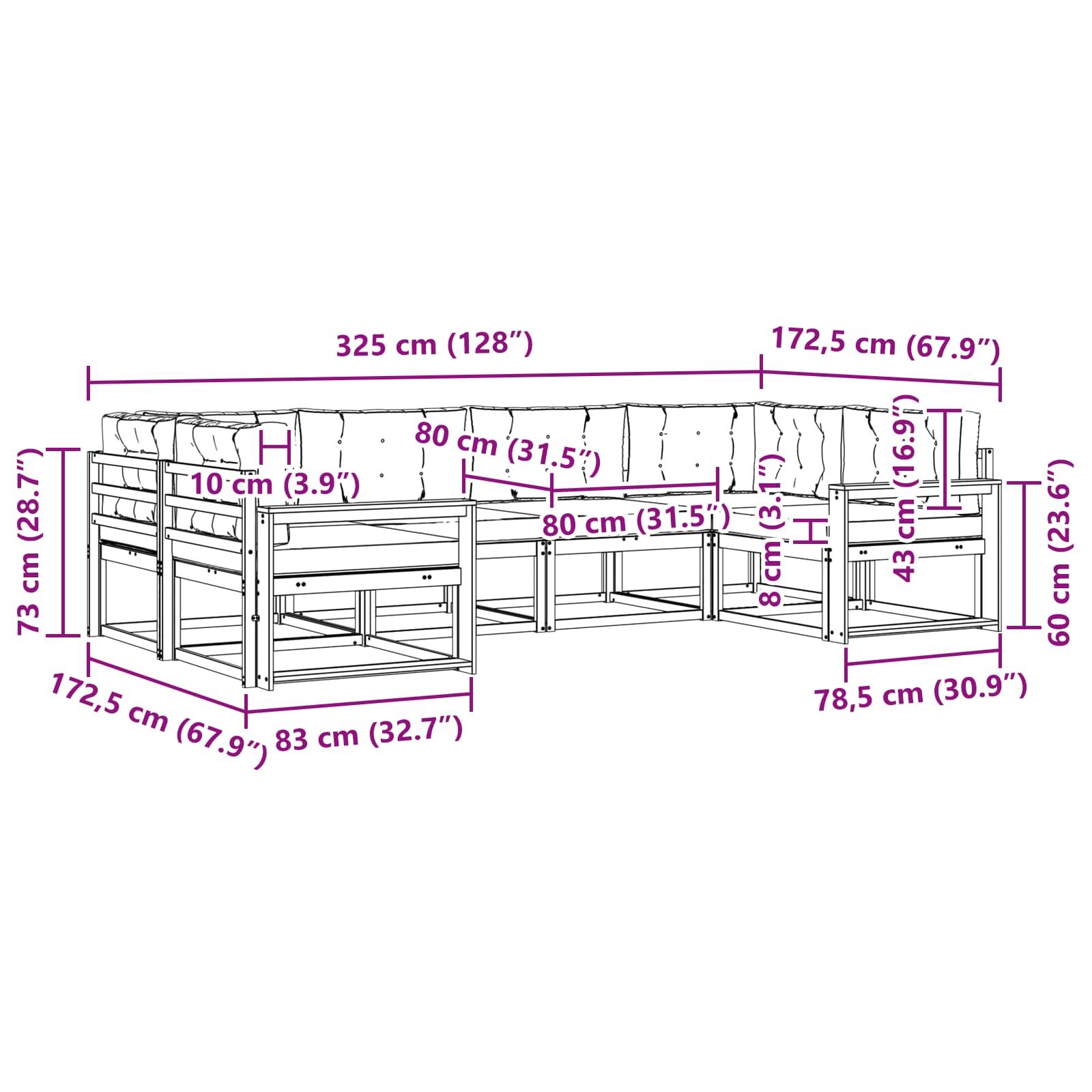 Ensemble de canapés d'extérieur 6 pcs Gris Naturel et Clair - XIOS