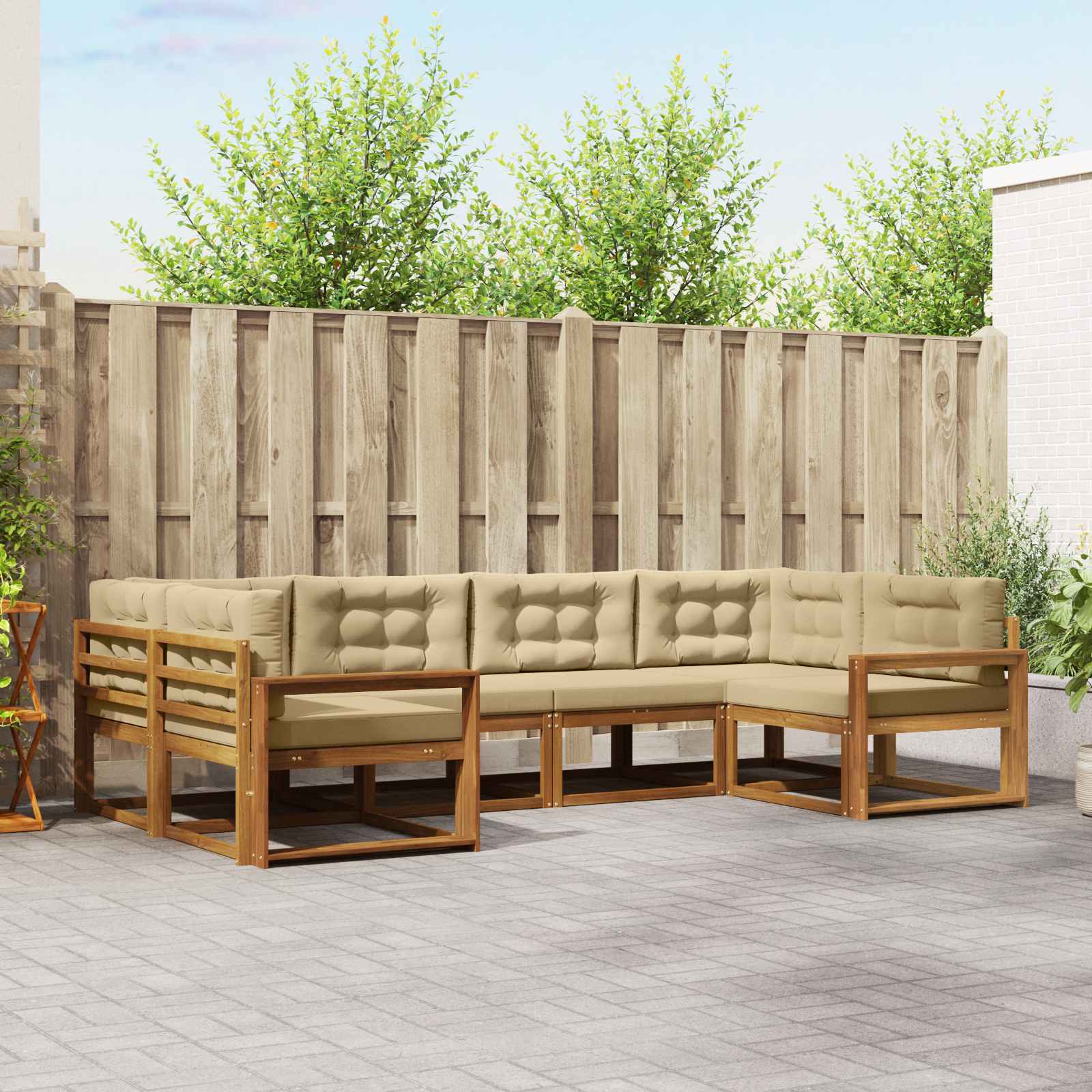Ensemble de canapés d'extérieur 6 pcs Naturel et Beige - XIOS