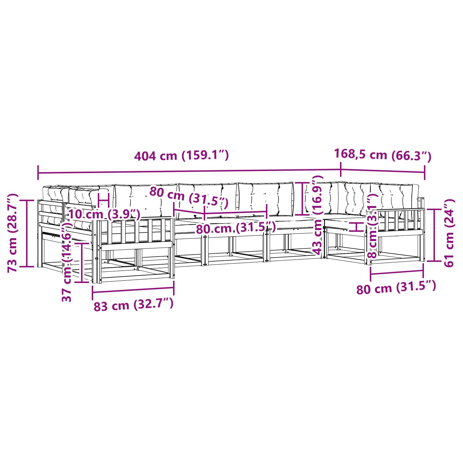 Ensemble de canapés d'extérieur 7 pcs Naturel et Beige - XIOS