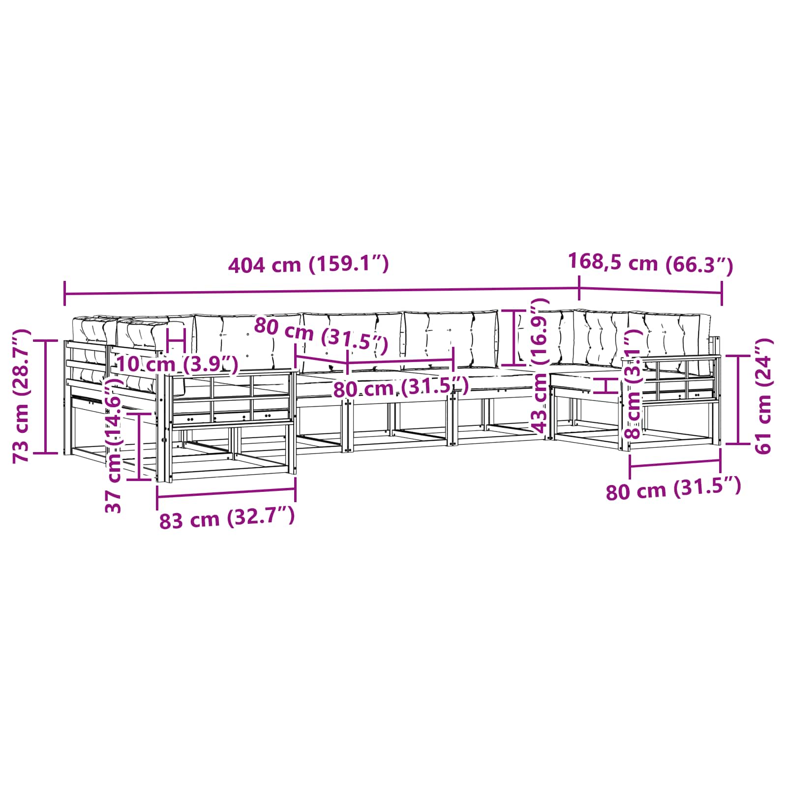 Ensemble de canapés d'extérieur 7 pcs Naturel et Beige - XIOS
